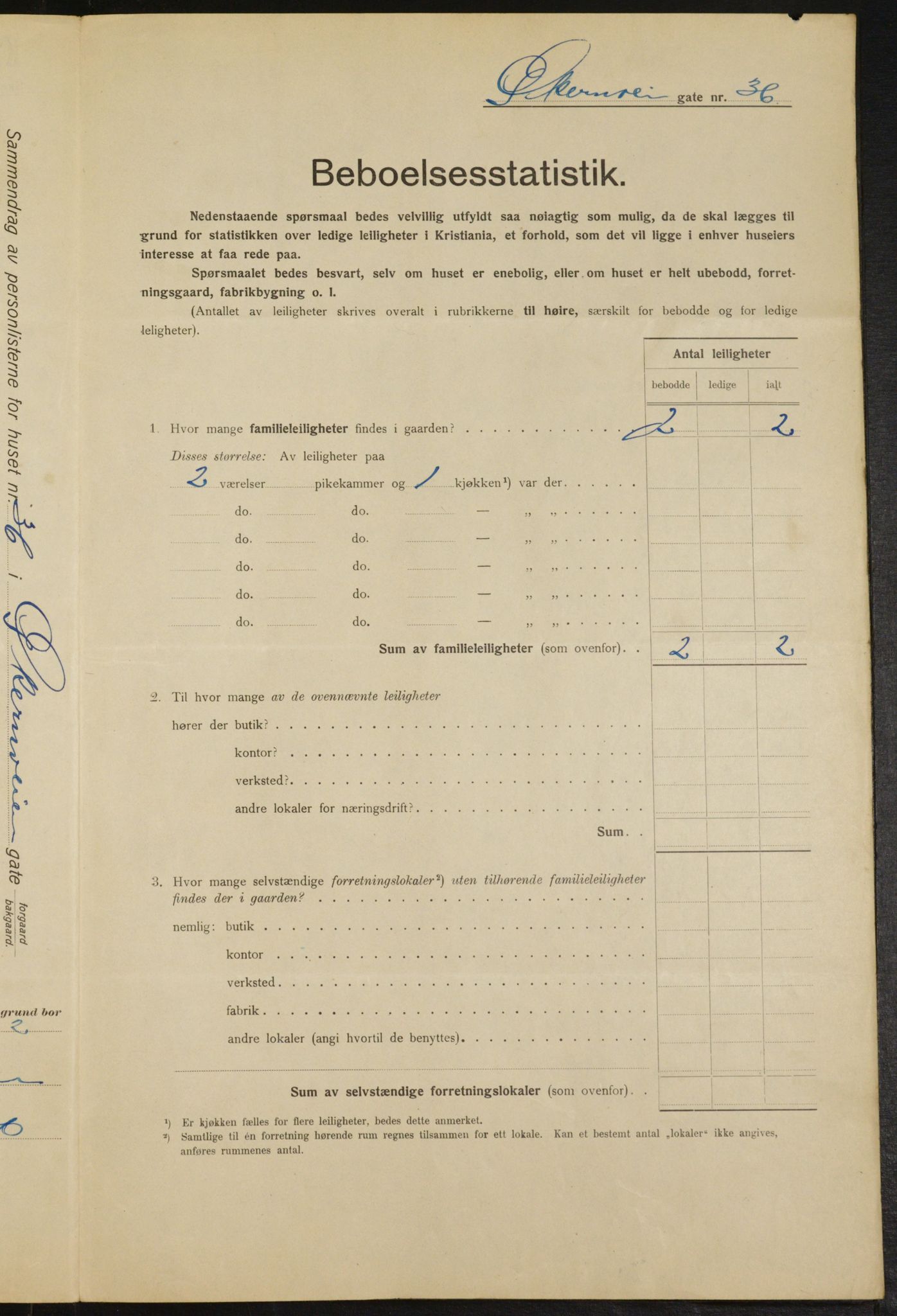 OBA, Municipal Census 1915 for Kristiania, 1915, p. 129485