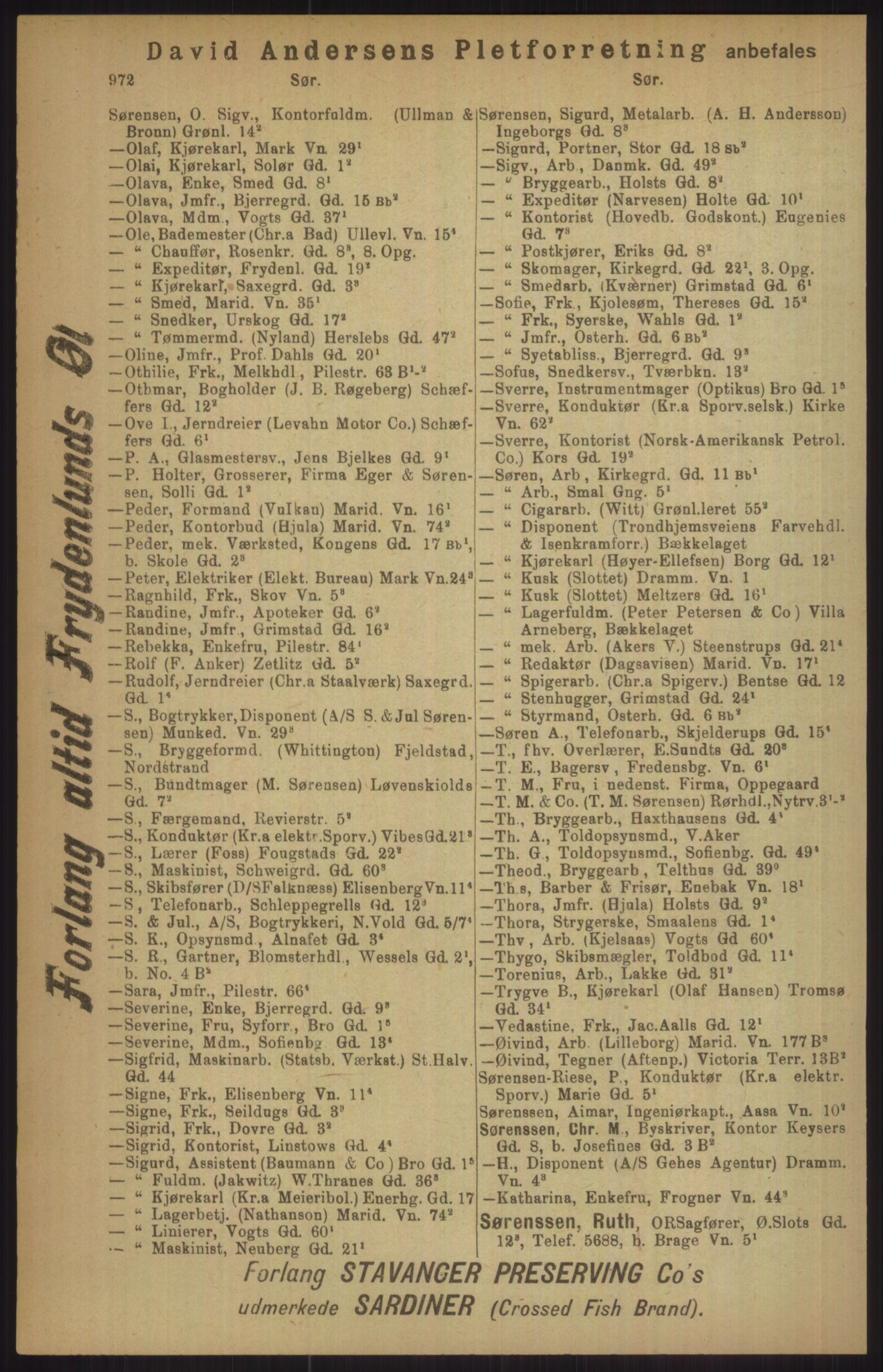 Kristiania/Oslo adressebok, PUBL/-, 1911, p. 972