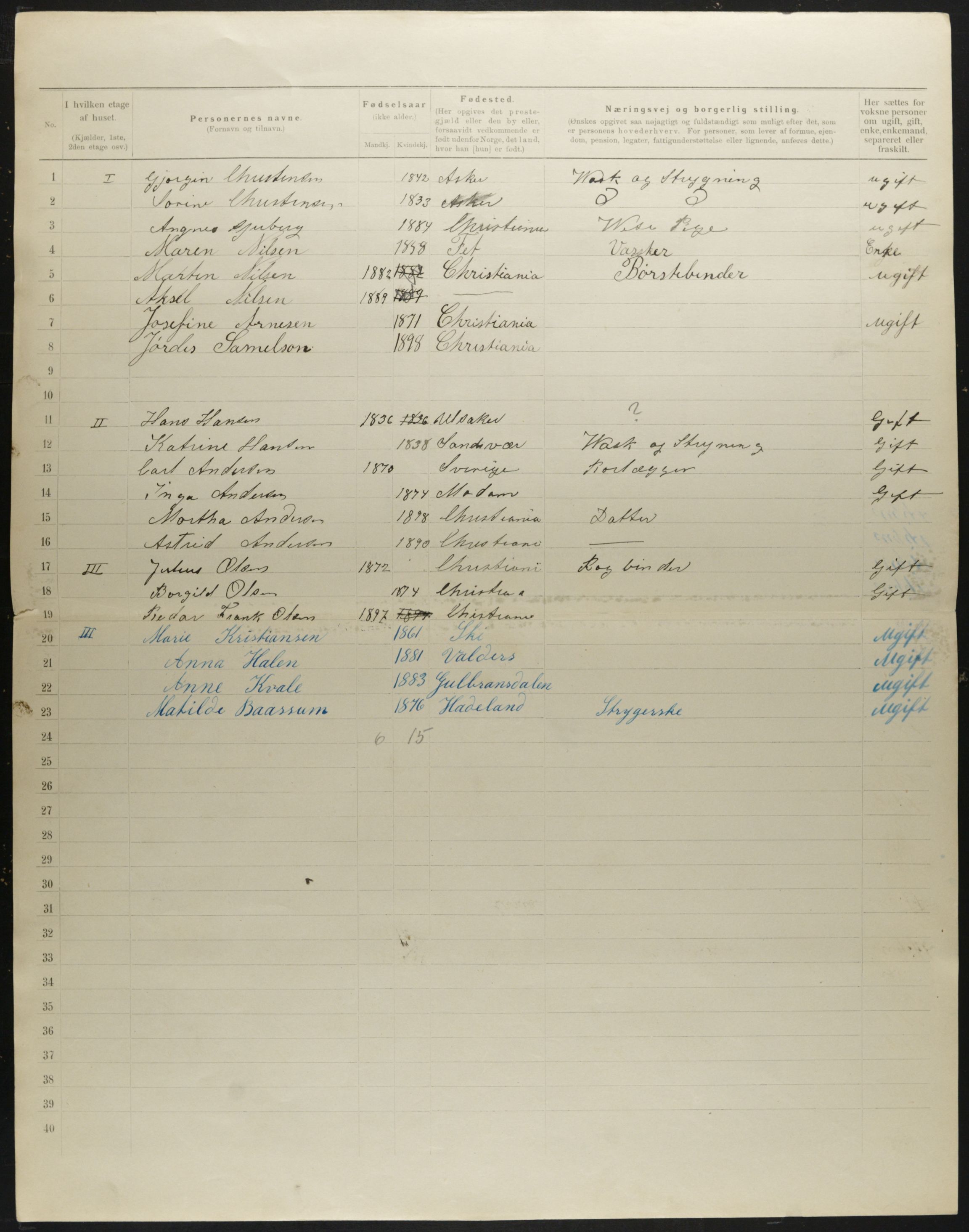 OBA, Municipal Census 1901 for Kristiania, 1901, p. 324