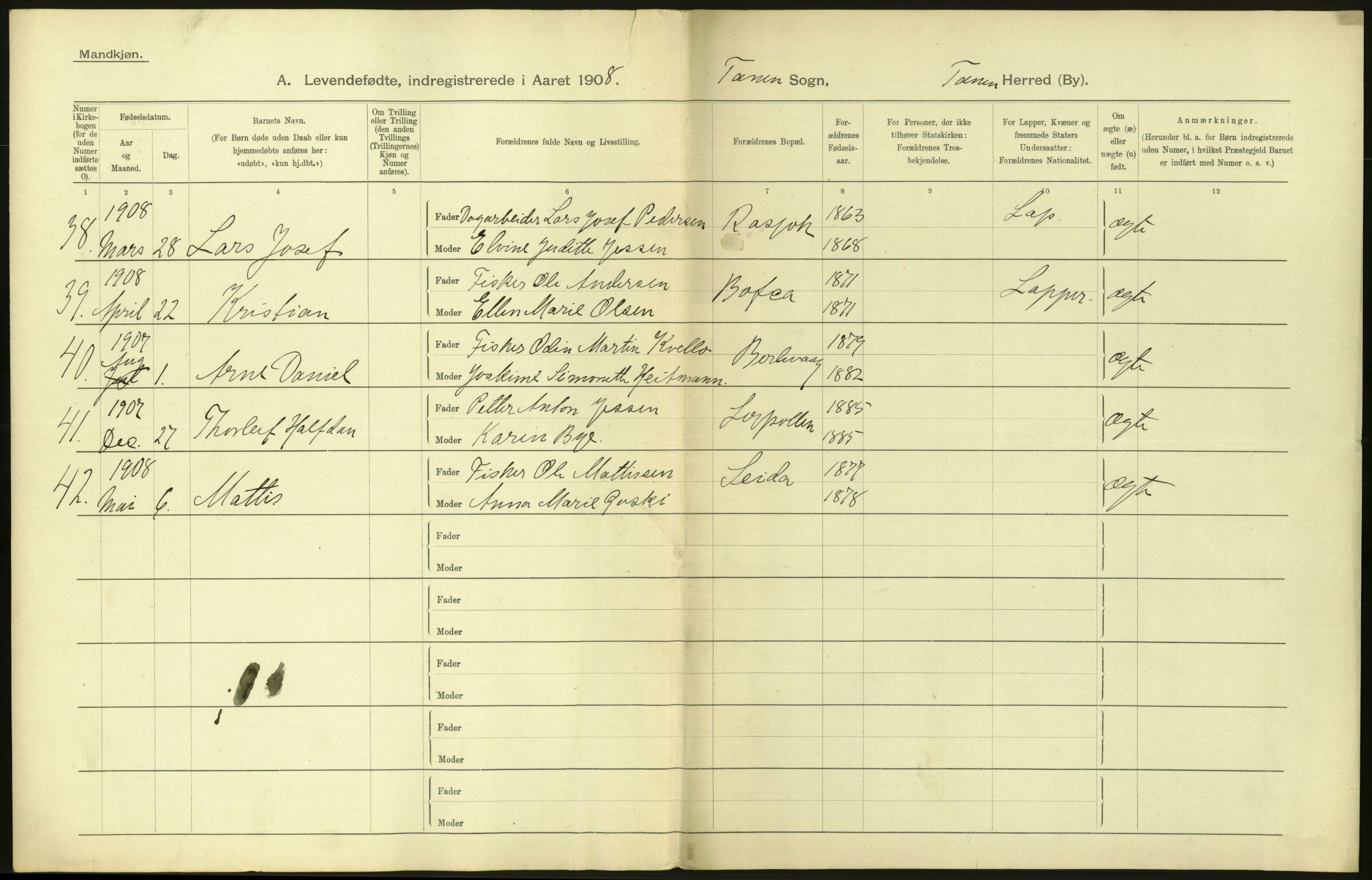 Statistisk sentralbyrå, Sosiodemografiske emner, Befolkning, AV/RA-S-2228/D/Df/Dfa/Dfaf/L0048: Finnmarkens amt: Levendefødte menn og kvinner, gifte, døde, dødfødte. Bygder og byer., 1908, p. 170
