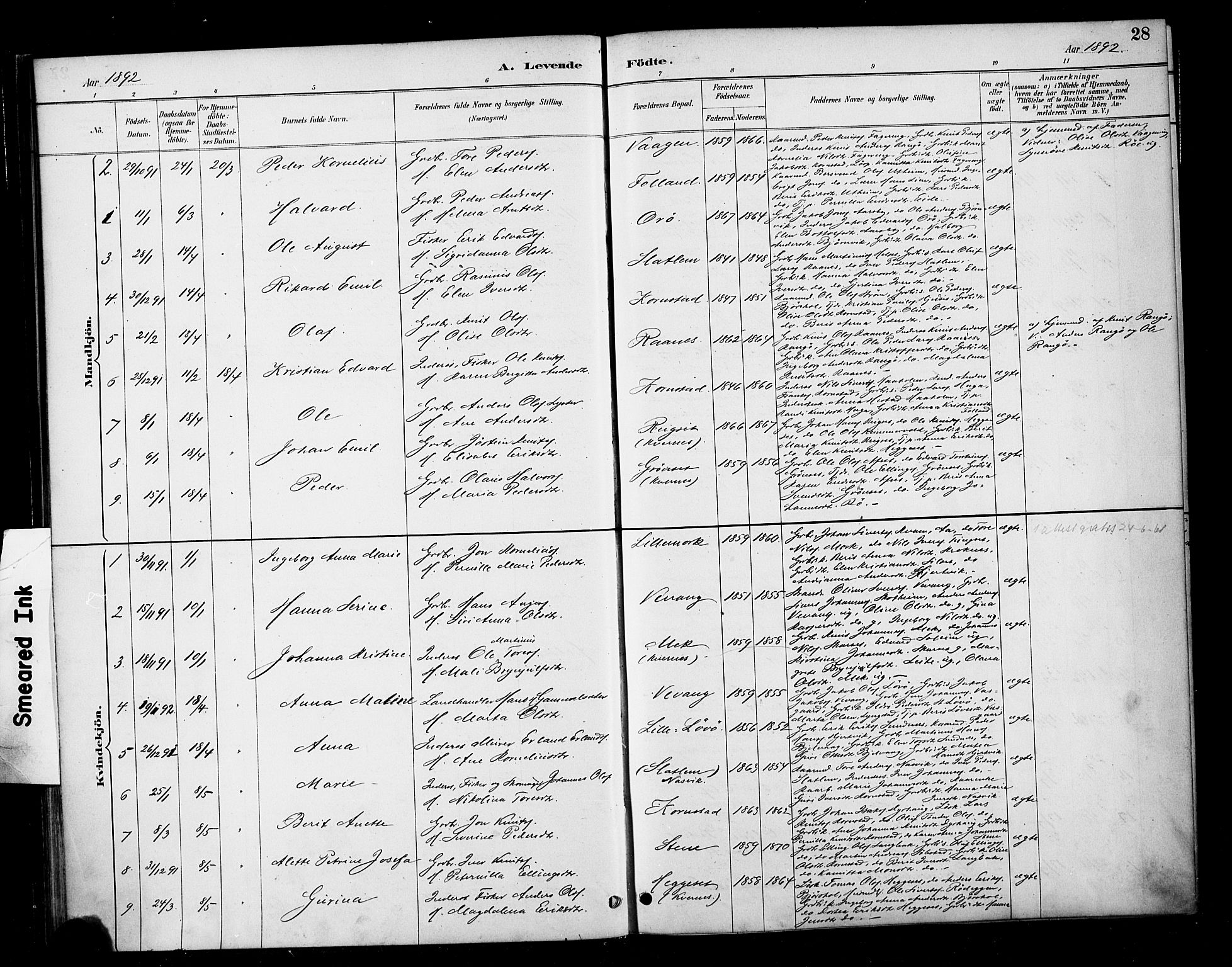 Ministerialprotokoller, klokkerbøker og fødselsregistre - Møre og Romsdal, SAT/A-1454/570/L0832: Parish register (official) no. 570A06, 1885-1900, p. 28