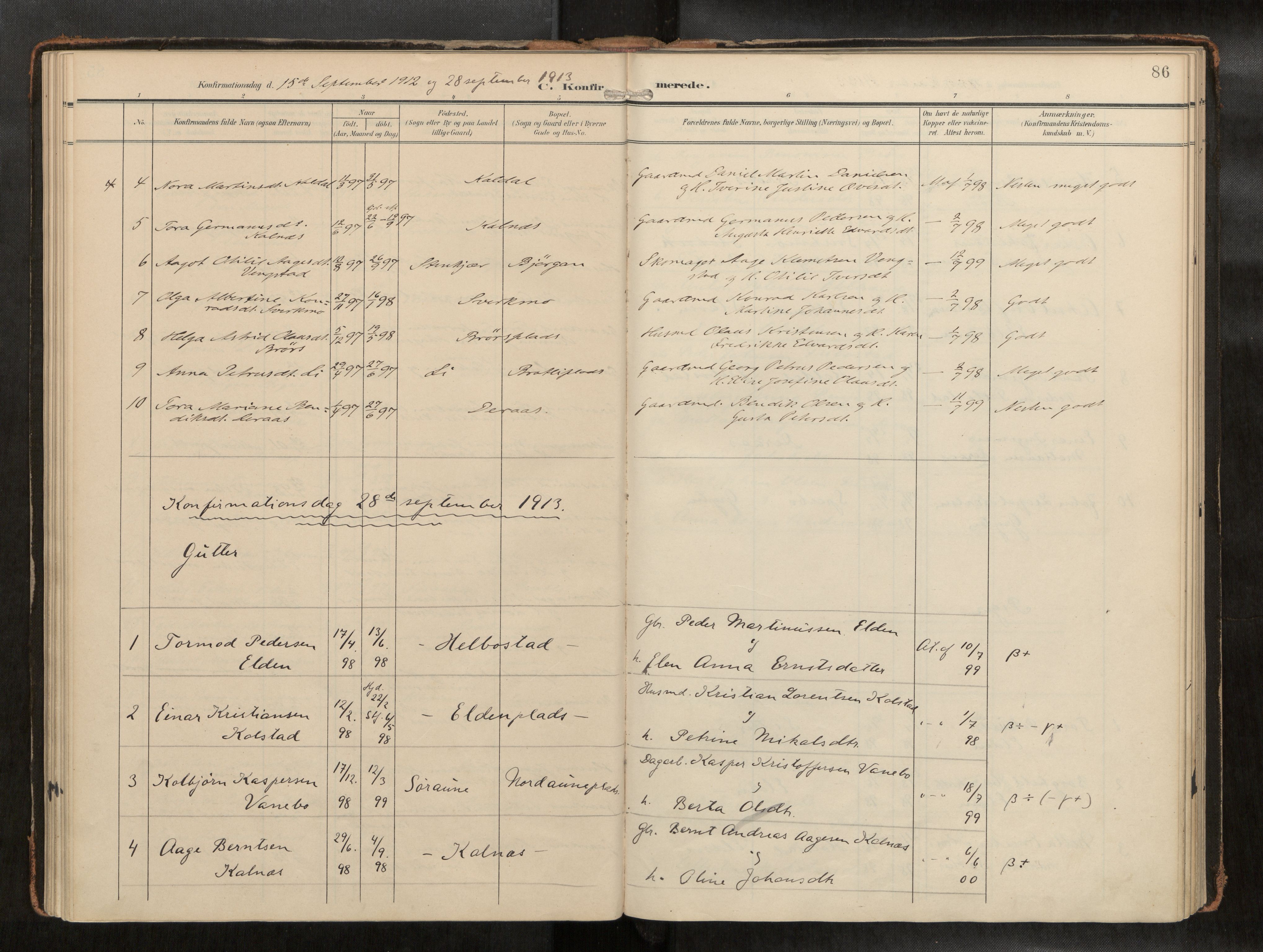 Ministerialprotokoller, klokkerbøker og fødselsregistre - Nord-Trøndelag, AV/SAT-A-1458/742/L0409a: Parish register (official) no. 742A03, 1906-1924, p. 86