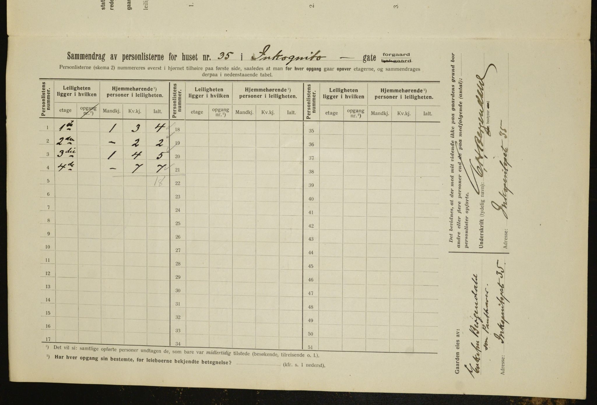 OBA, Municipal Census 1912 for Kristiania, 1912, p. 44707