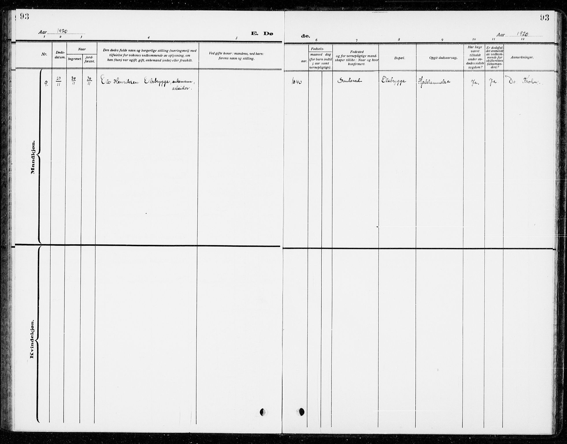 Holla kirkebøker, SAKO/A-272/G/Gb/L0003: Parish register (copy) no. II 3, 1914-1941, p. 93