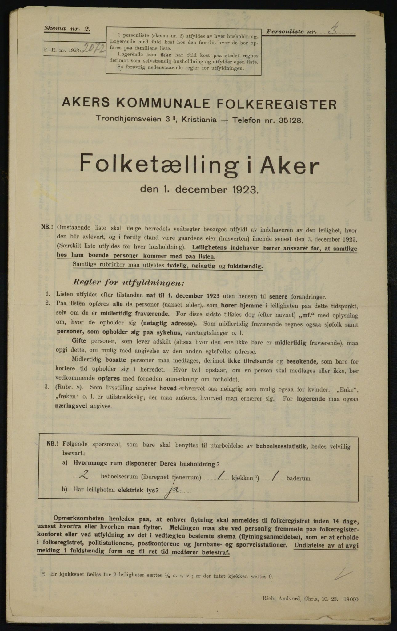 , Municipal Census 1923 for Aker, 1923, p. 21370