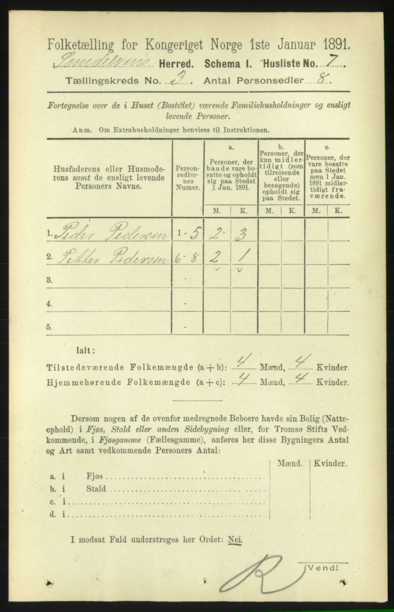 RA, 1891 census for 1523 Sunnylven, 1891, p. 589