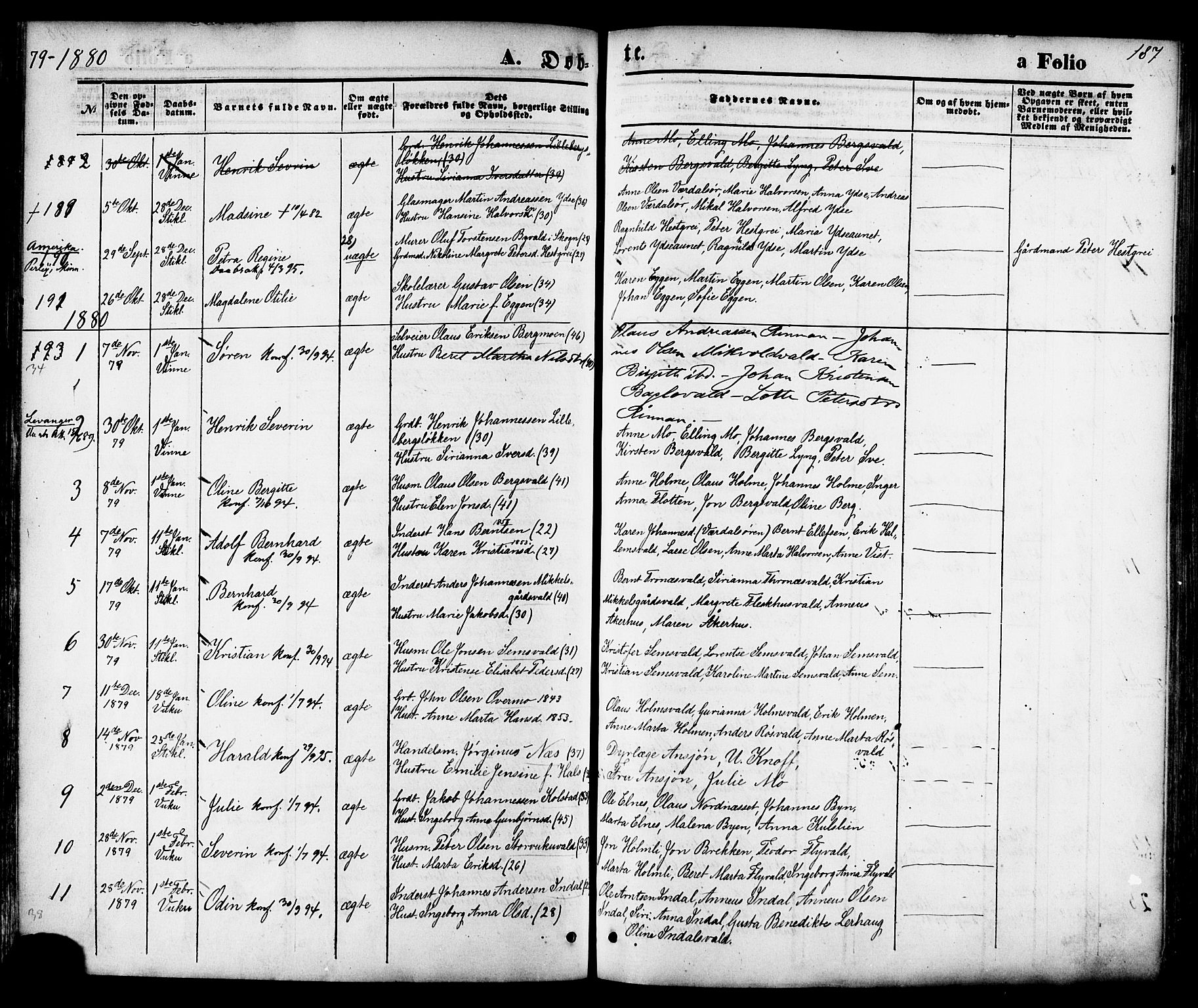 Ministerialprotokoller, klokkerbøker og fødselsregistre - Nord-Trøndelag, SAT/A-1458/723/L0242: Parish register (official) no. 723A11, 1870-1880, p. 187