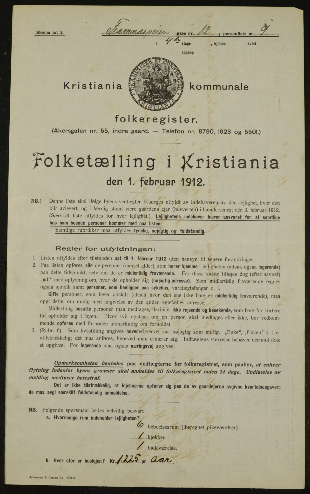 OBA, Municipal Census 1912 for Kristiania, 1912, p. 25518