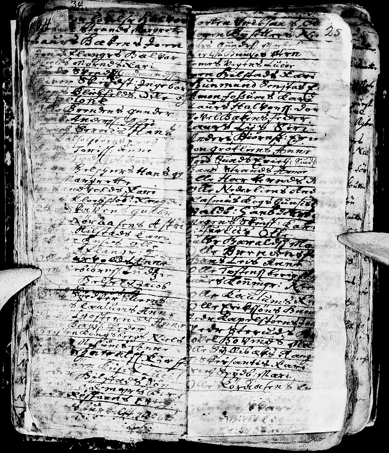 Nes prestekontor, Hedmark, AV/SAH-PREST-020/L/La/L0001: Parish register (copy) no. 1, 1663-1784, p. 24-25