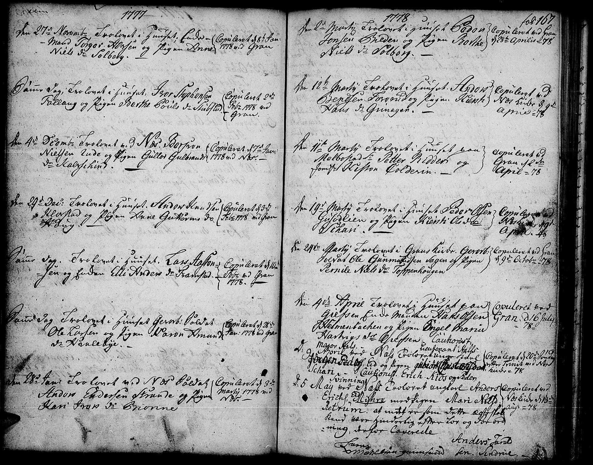 Gran prestekontor, AV/SAH-PREST-112/H/Ha/Haa/L0005: Parish register (official) no. 5, 1776-1788, p. 167