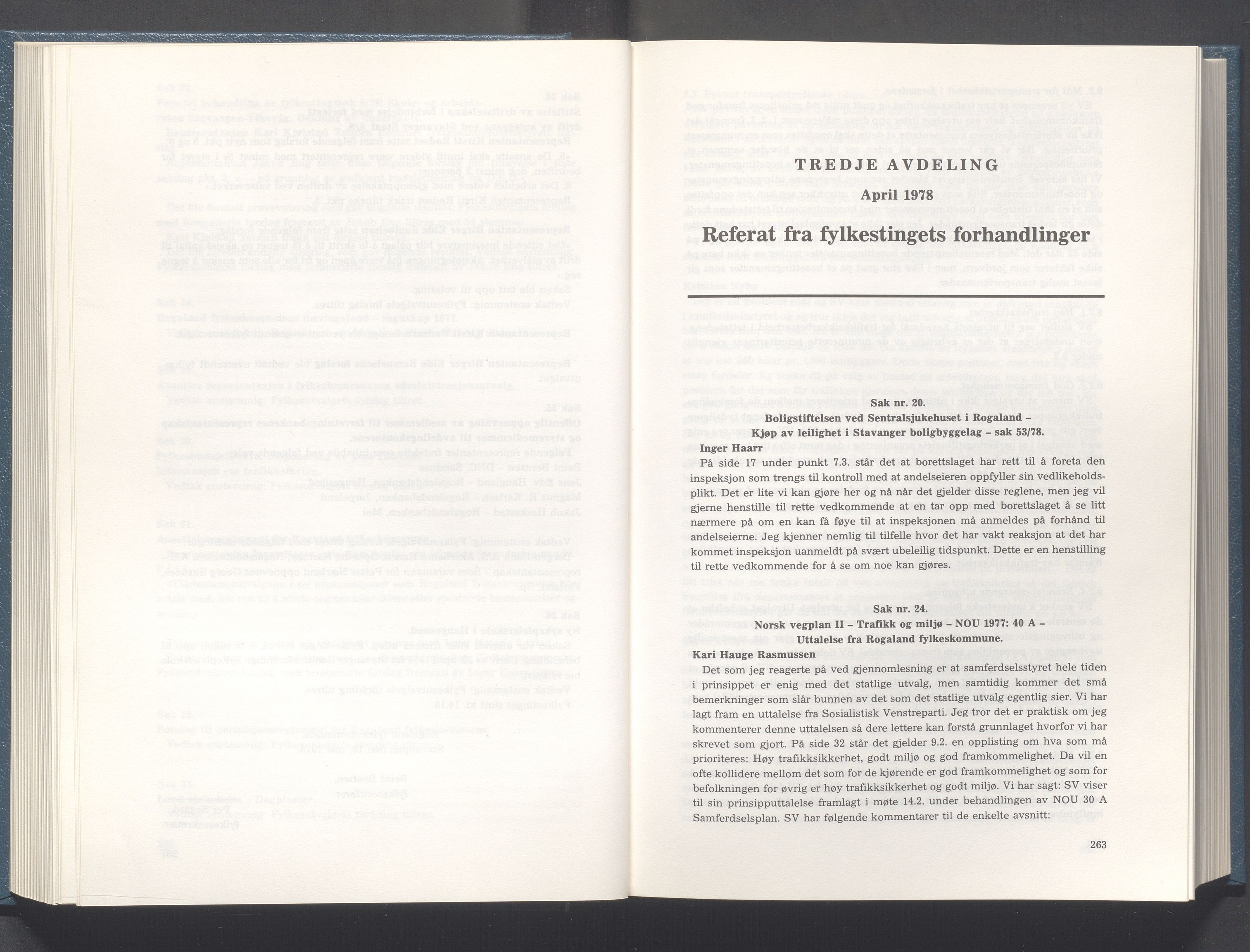 Rogaland fylkeskommune - Fylkesrådmannen , IKAR/A-900/A/Aa/Aaa/L0098: Møtebok , 1978, p. 262-263