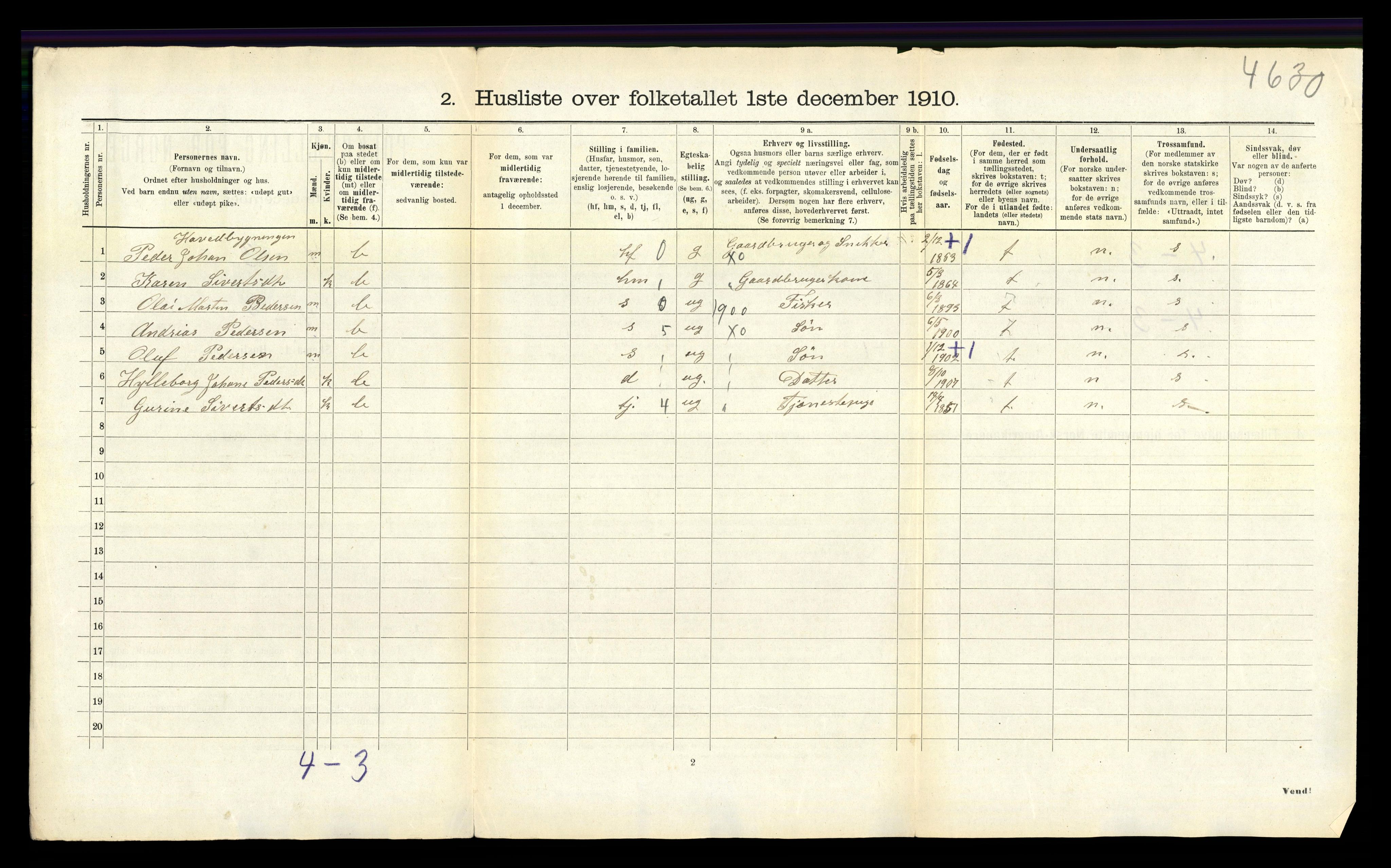 RA, 1910 census for Gulen, 1910, p. 1023