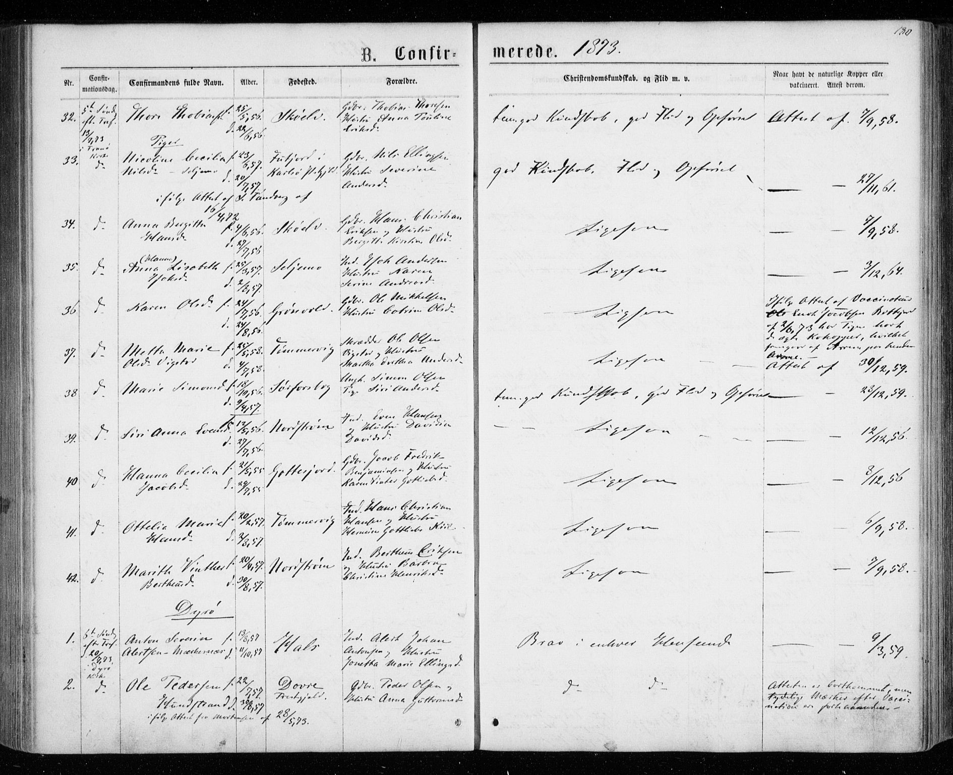 Tranøy sokneprestkontor, SATØ/S-1313/I/Ia/Iaa/L0008kirke: Parish register (official) no. 8, 1867-1877, p. 180