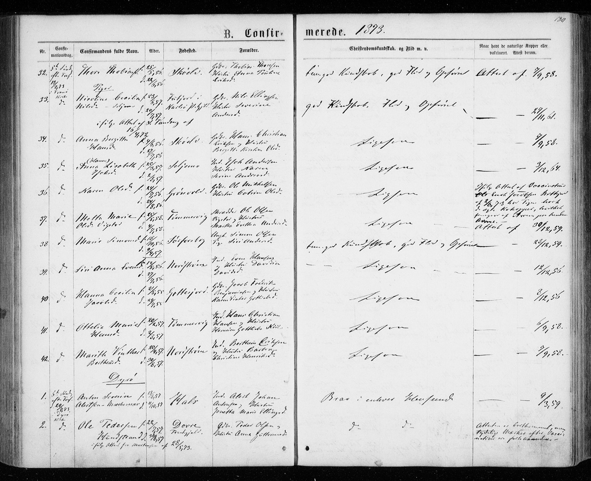 Tranøy sokneprestkontor, AV/SATØ-S-1313/I/Ia/Iaa/L0008kirke: Parish register (official) no. 8, 1867-1877, p. 180