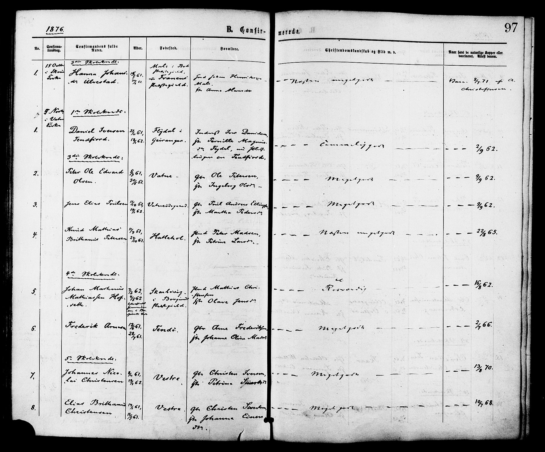 Ministerialprotokoller, klokkerbøker og fødselsregistre - Møre og Romsdal, AV/SAT-A-1454/525/L0373: Parish register (official) no. 525A03, 1864-1879, p. 97