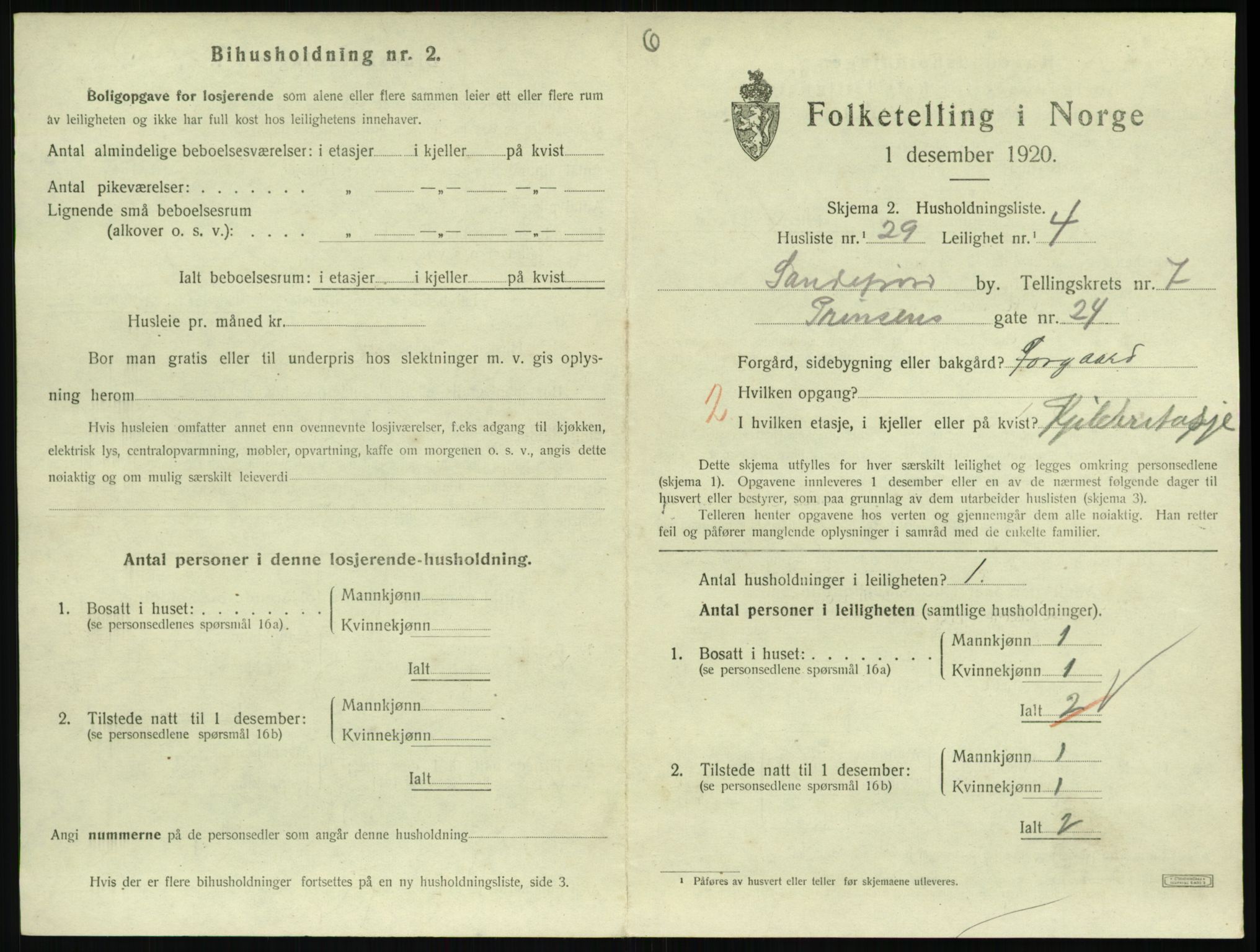 SAKO, 1920 census for Sandefjord, 1920, p. 3056