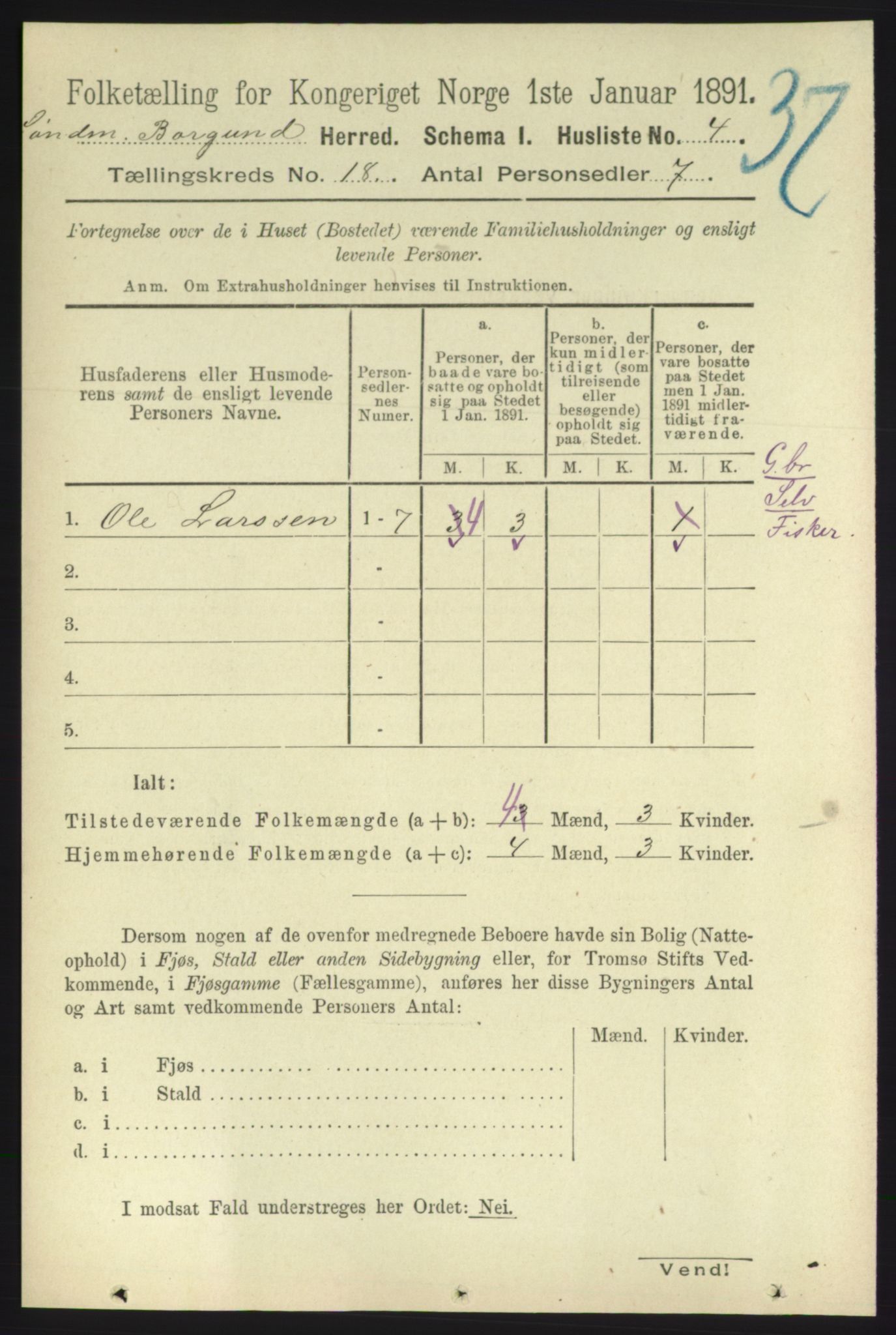 RA, 1891 census for 1531 Borgund, 1891, p. 5418