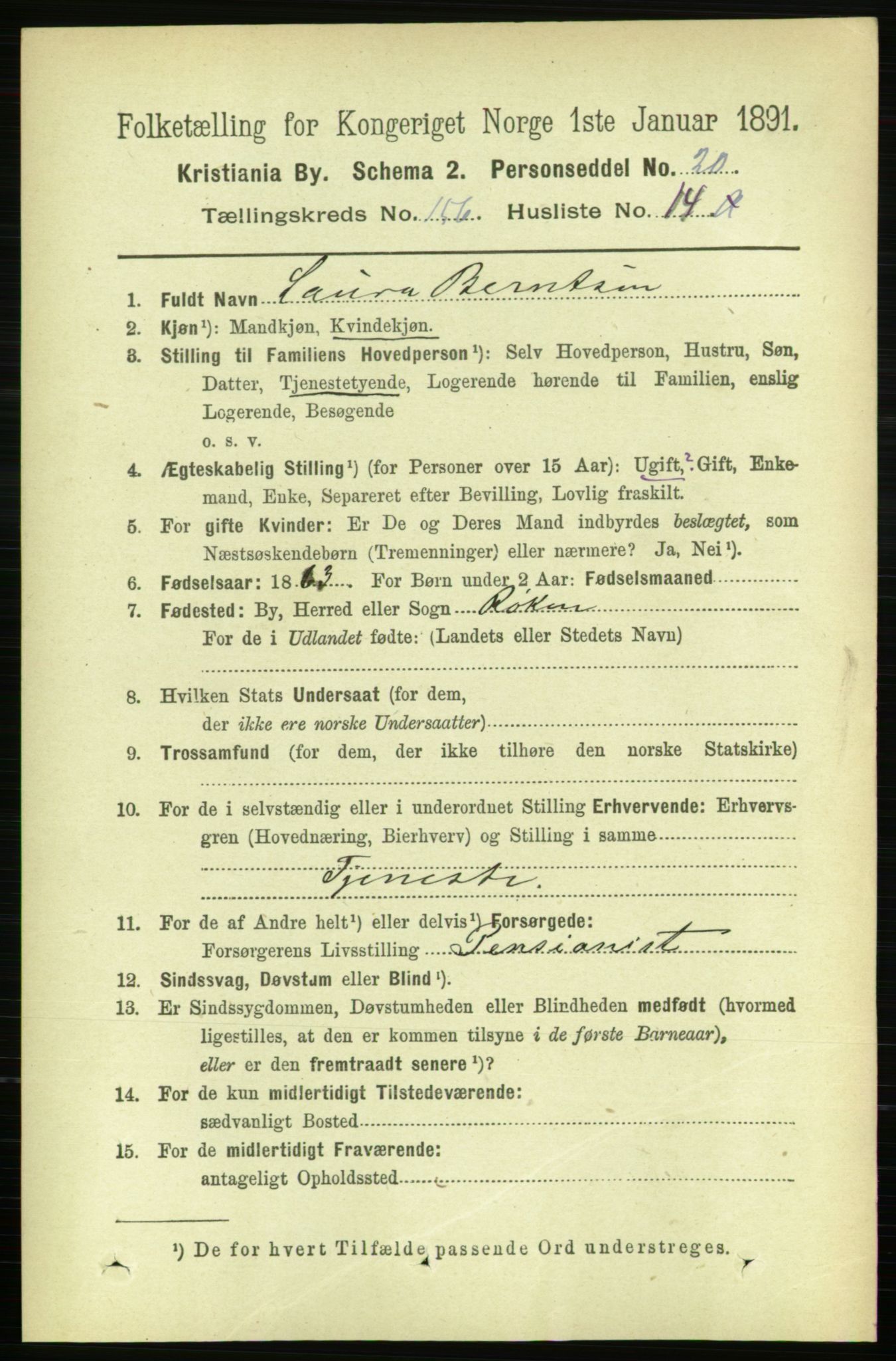 RA, 1891 census for 0301 Kristiania, 1891, p. 89038