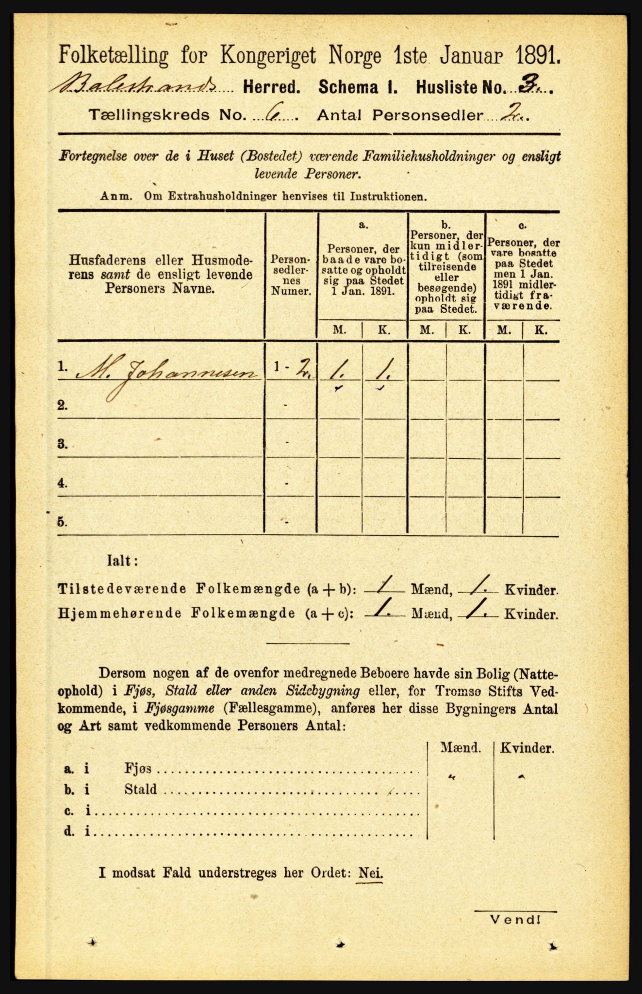 RA, 1891 census for 1418 Balestrand, 1891, p. 1337