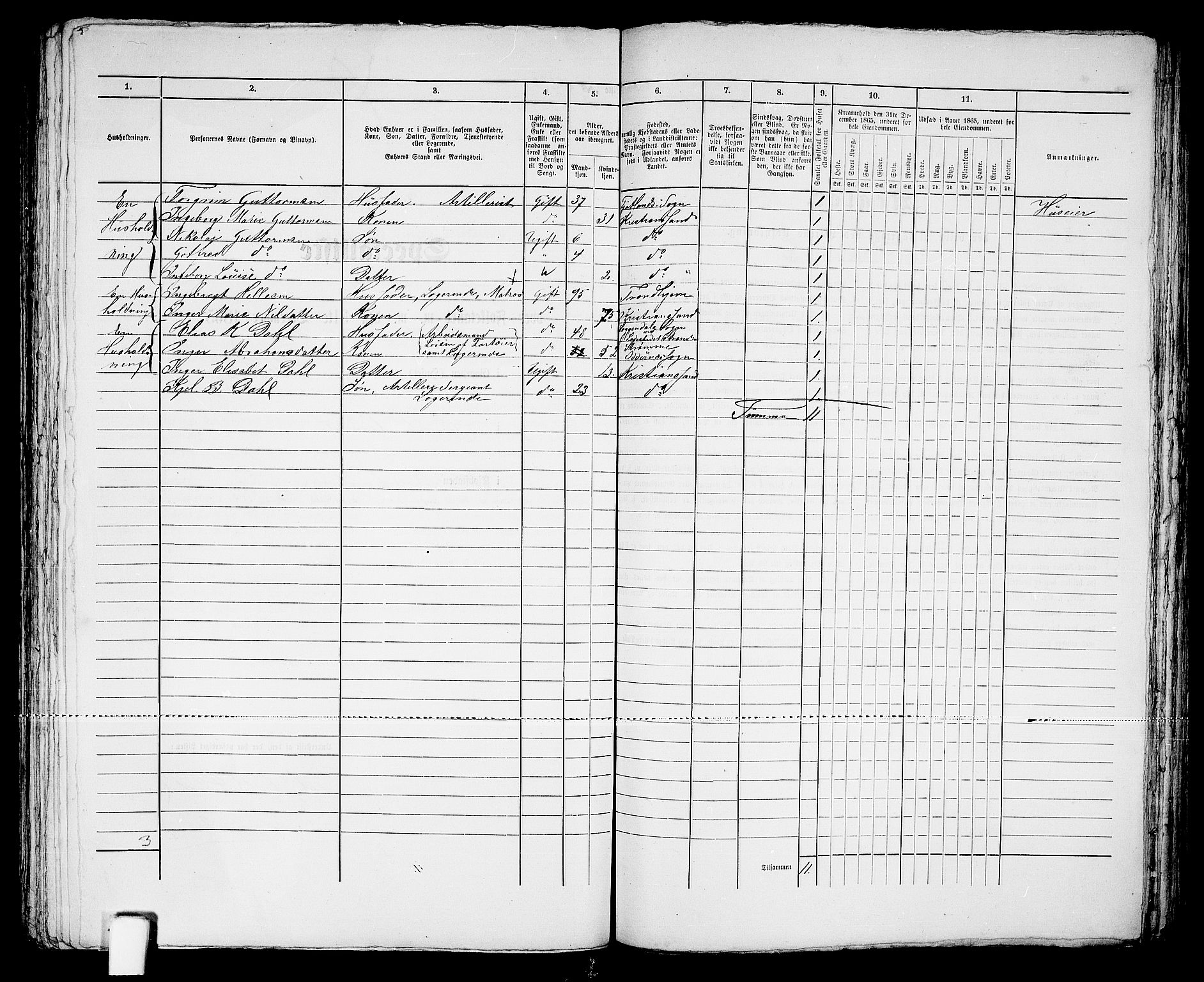 RA, 1865 census for Kristiansand, 1865, p. 904