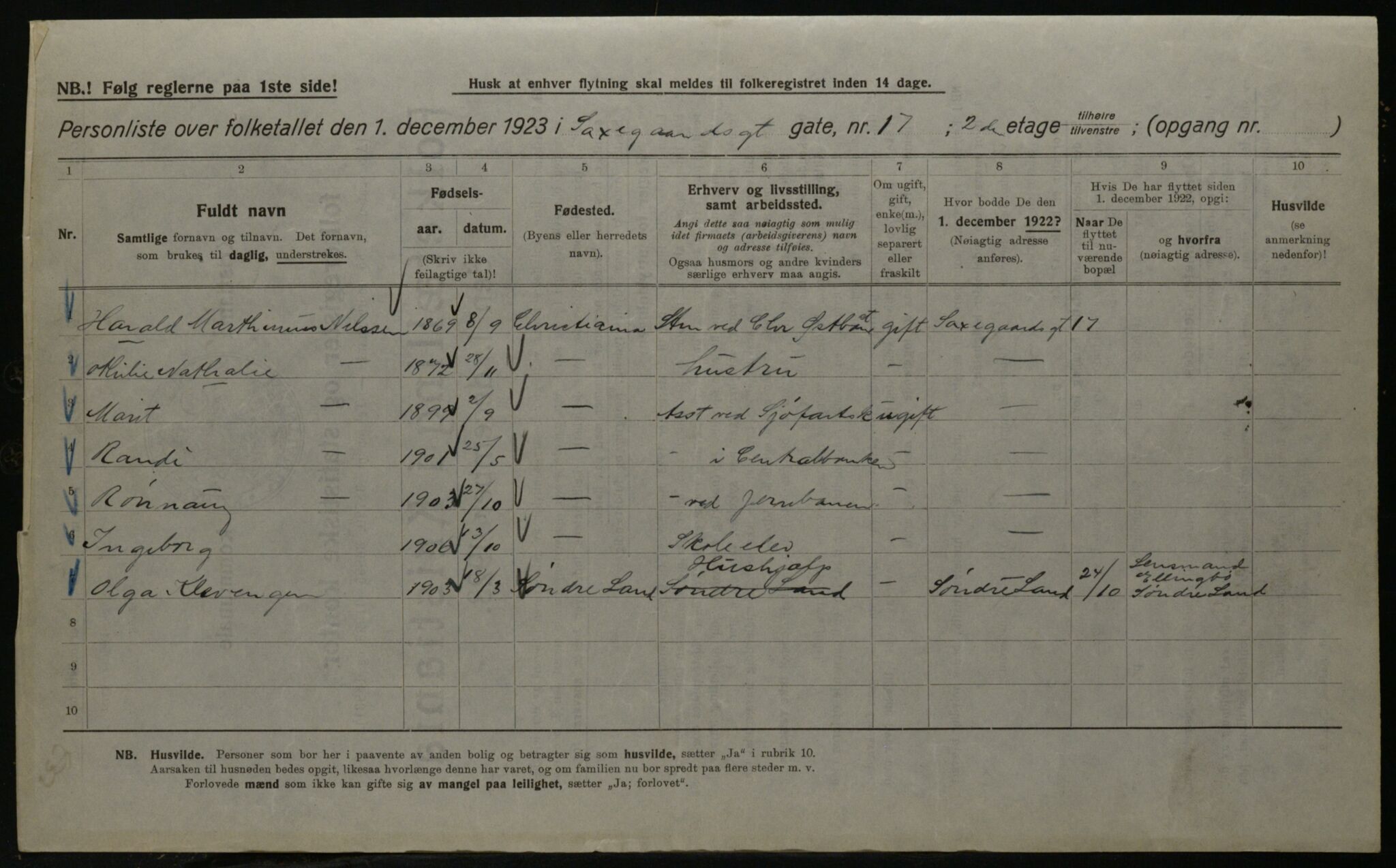 OBA, Municipal Census 1923 for Kristiania, 1923, p. 99164