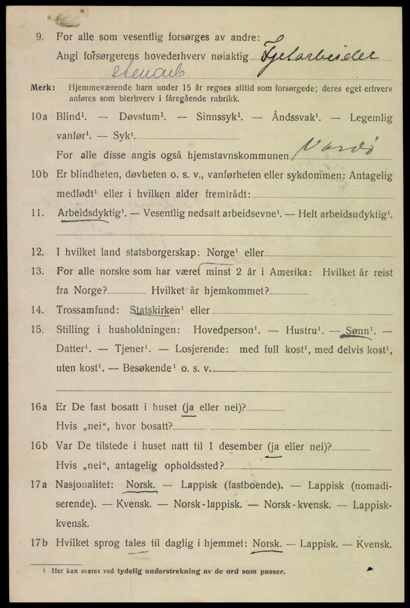 SAT, 1920 census for Svolvær, 1920, p. 3975