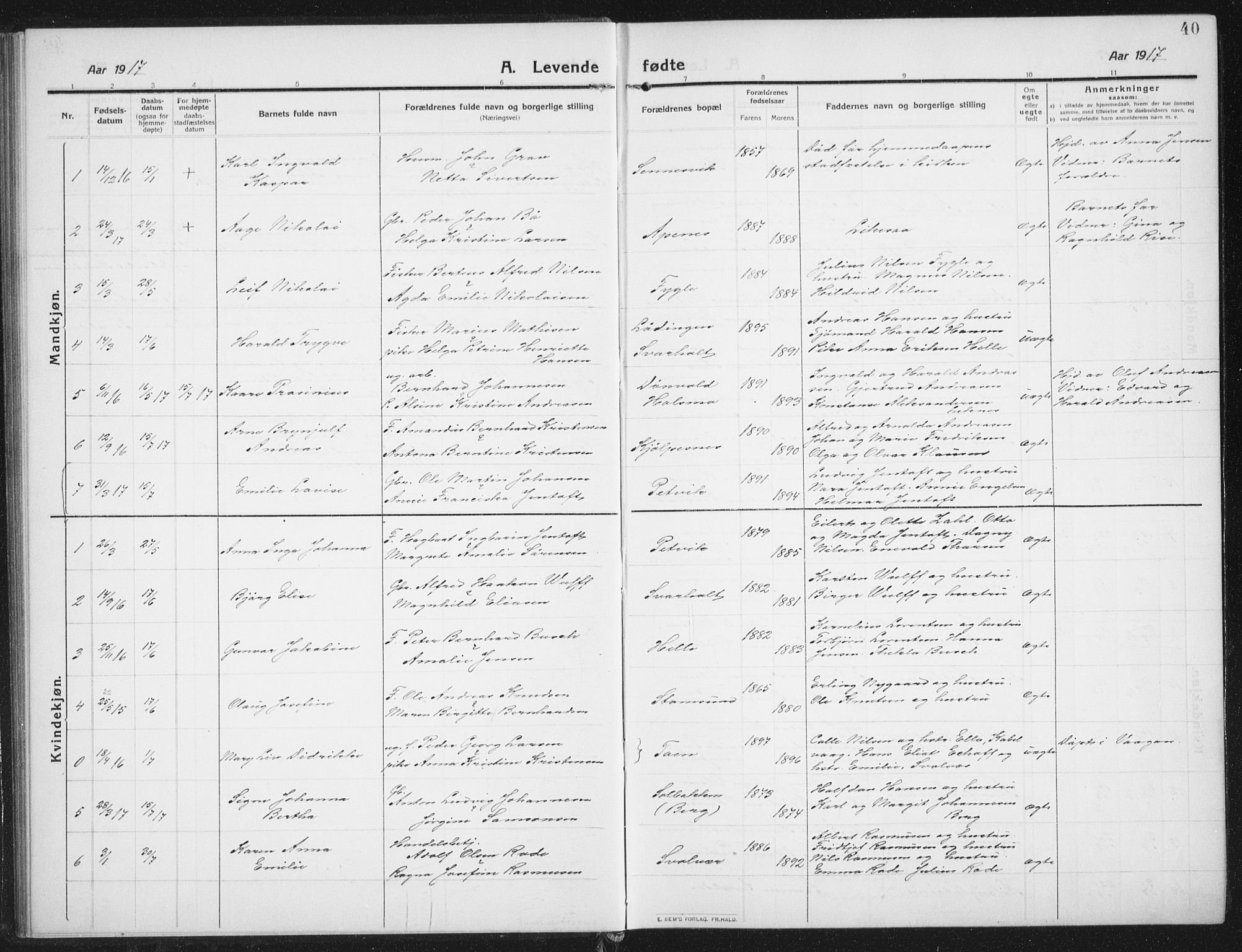 Ministerialprotokoller, klokkerbøker og fødselsregistre - Nordland, SAT/A-1459/882/L1183: Parish register (copy) no. 882C01, 1911-1938, p. 40