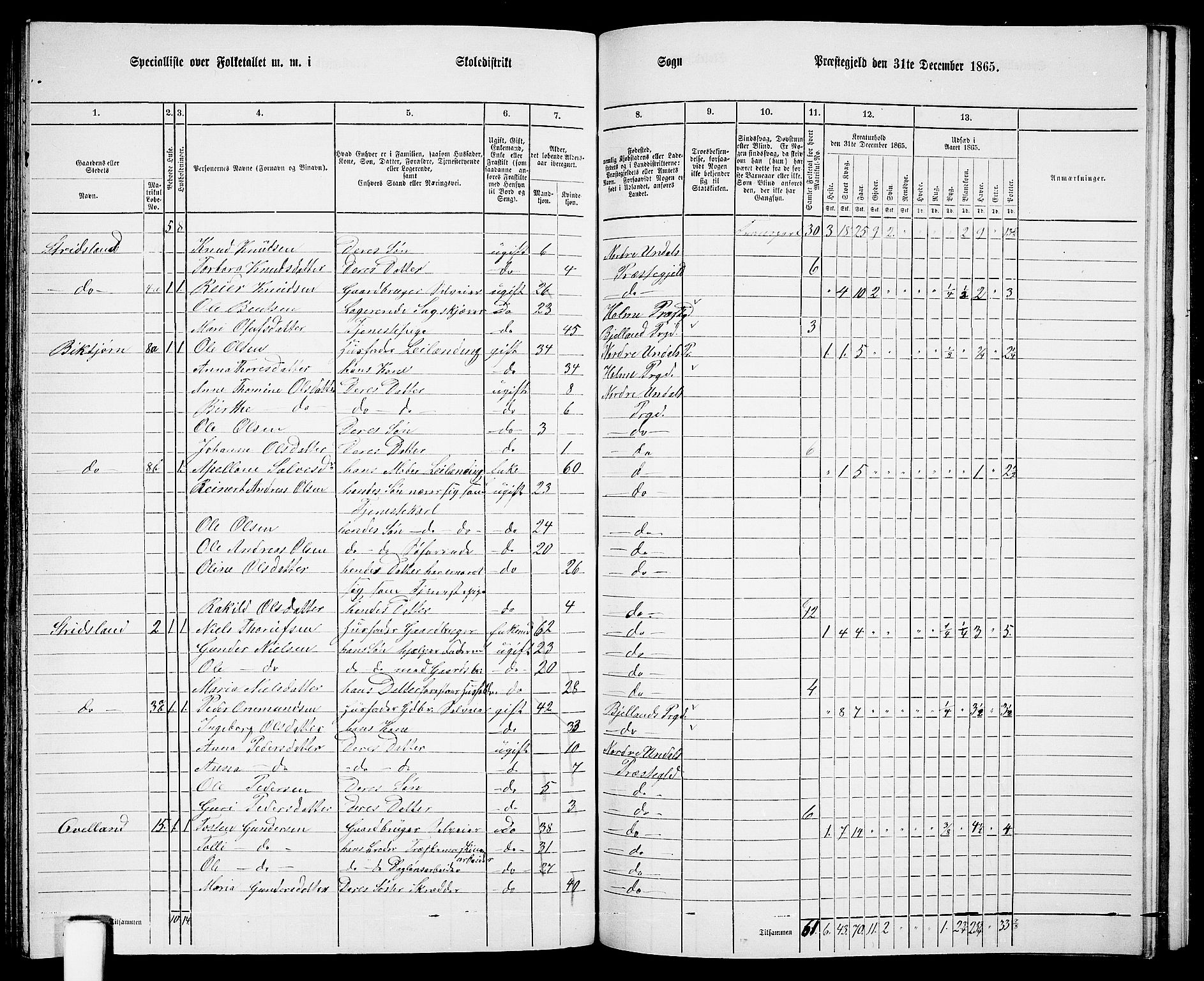 RA, 1865 census for Nord-Audnedal, 1865, p. 92