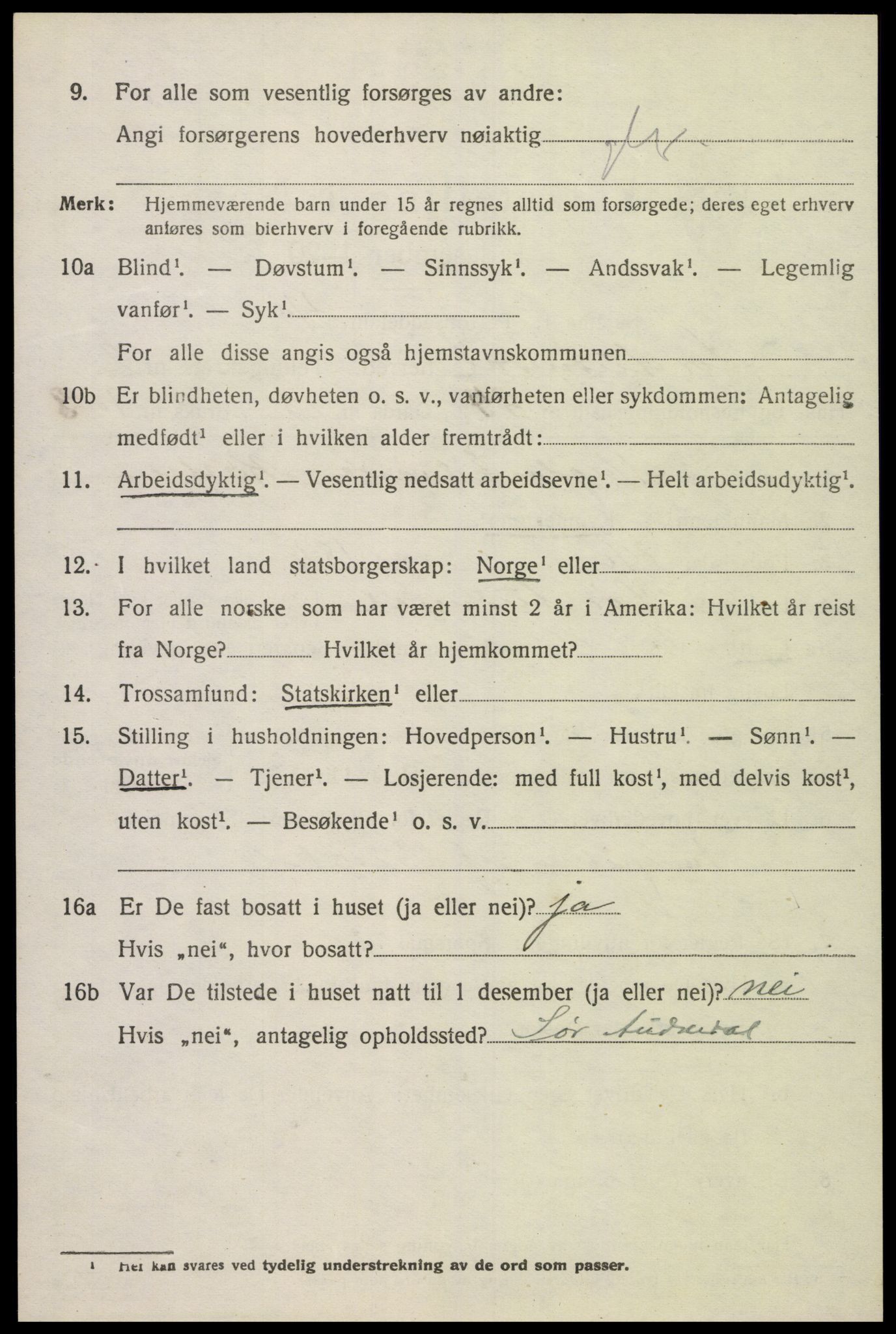 SAK, 1920 census for Sør-Audnedal, 1920, p. 1810