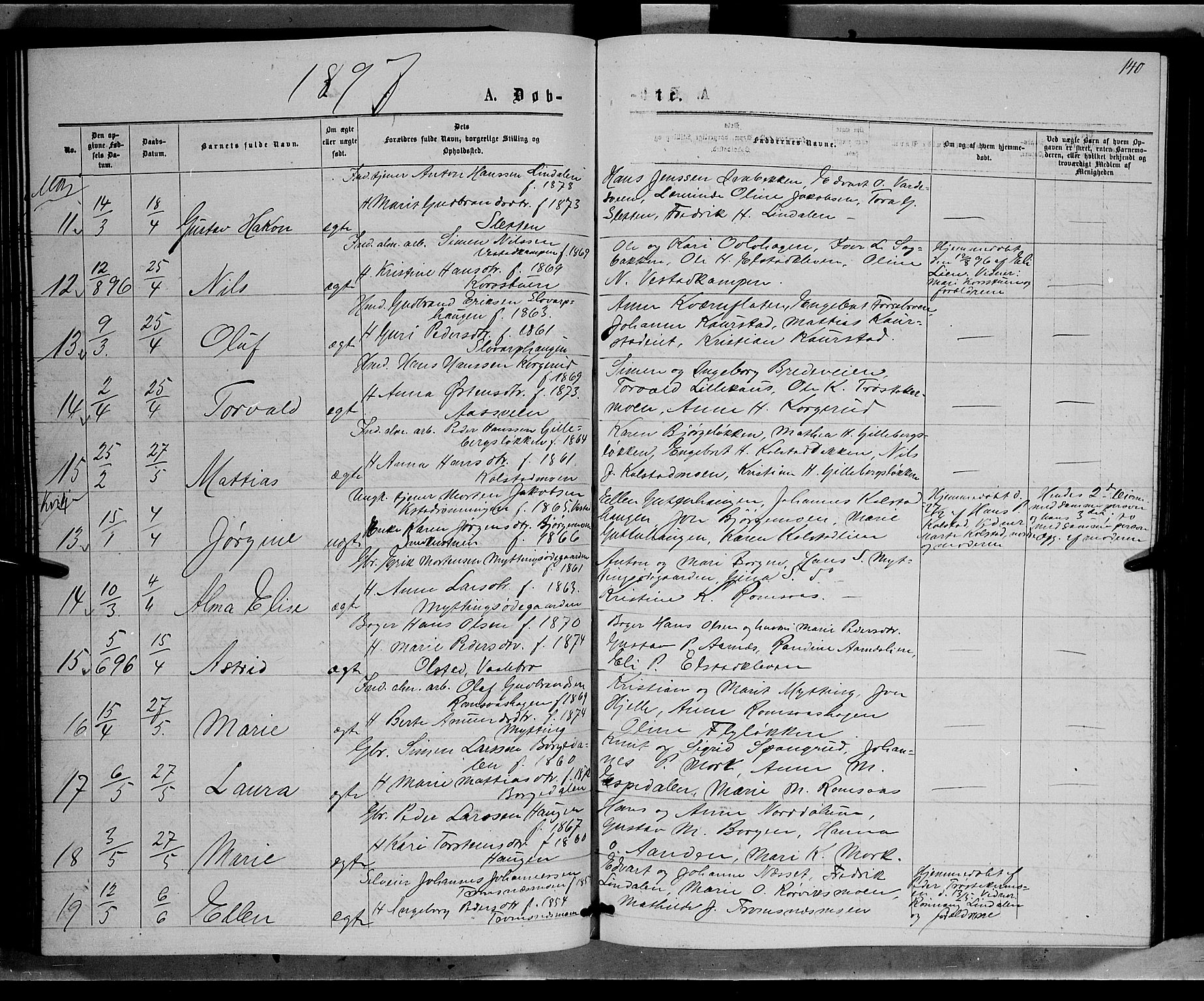 Ringebu prestekontor, AV/SAH-PREST-082/H/Ha/Hab/L0006: Parish register (copy) no. 6, 1880-1898, p. 140