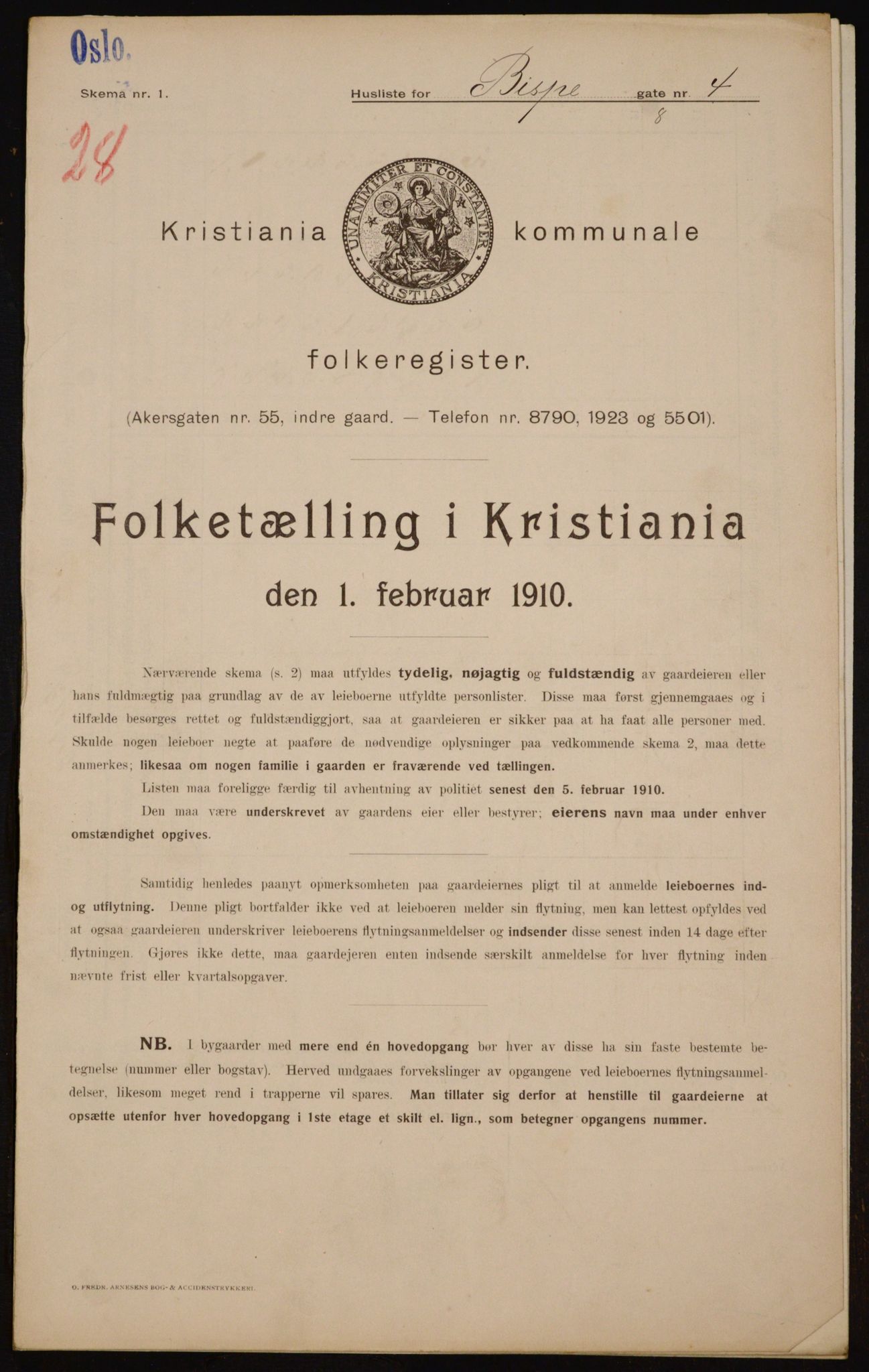 OBA, Municipal Census 1910 for Kristiania, 1910, p. 5169