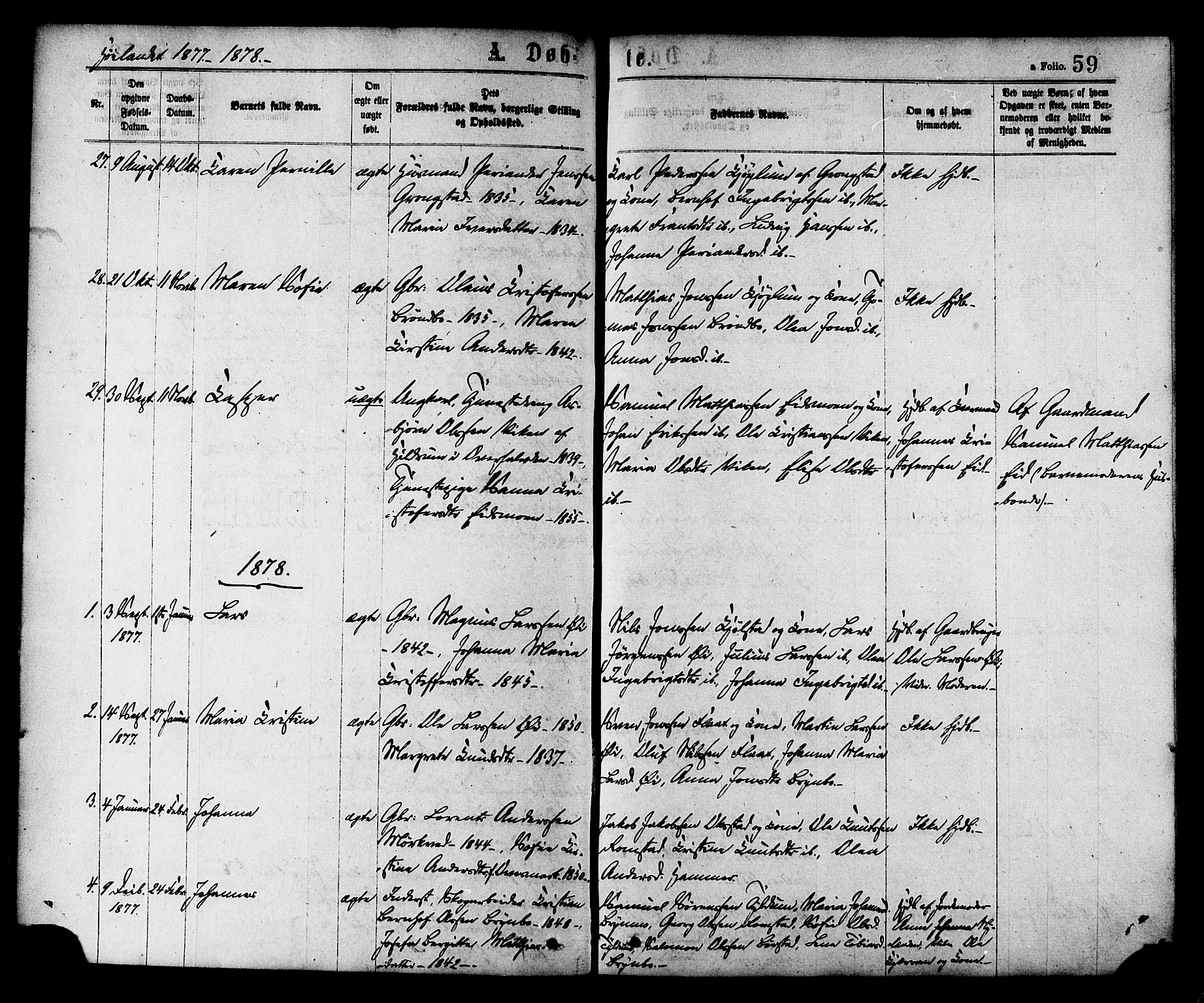 Ministerialprotokoller, klokkerbøker og fødselsregistre - Nord-Trøndelag, SAT/A-1458/758/L0516: Parish register (official) no. 758A03 /2, 1869-1879, p. 59