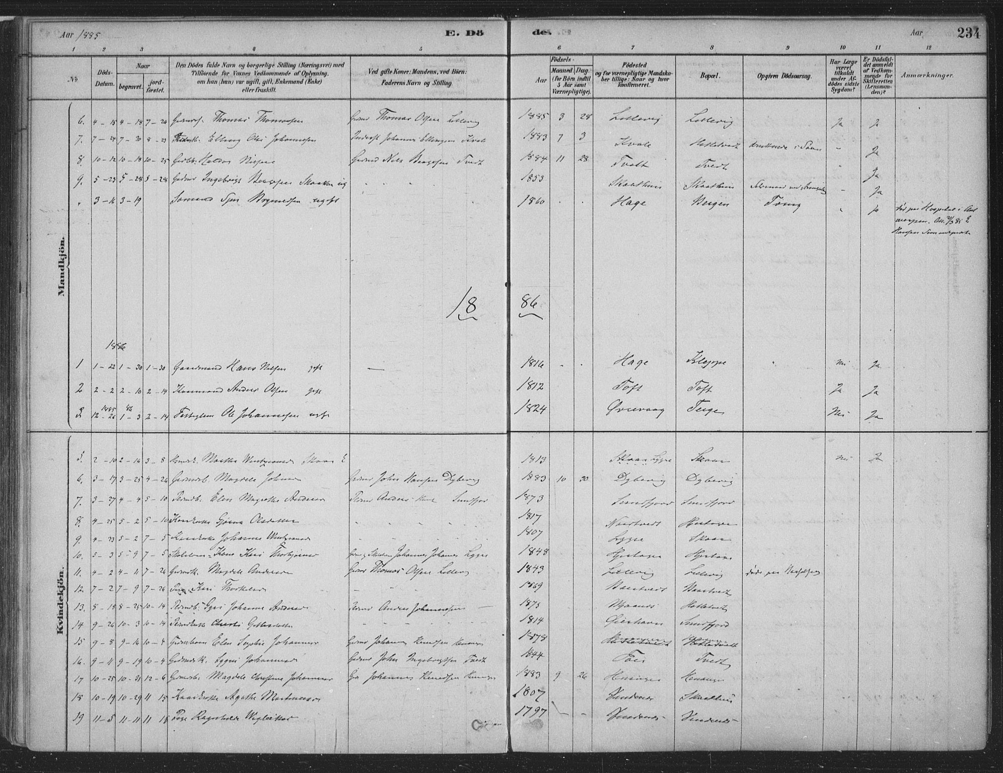 Fusa sokneprestembete, SAB/A-75401/H/Haa: Parish register (official) no. D 1, 1880-1938, p. 234