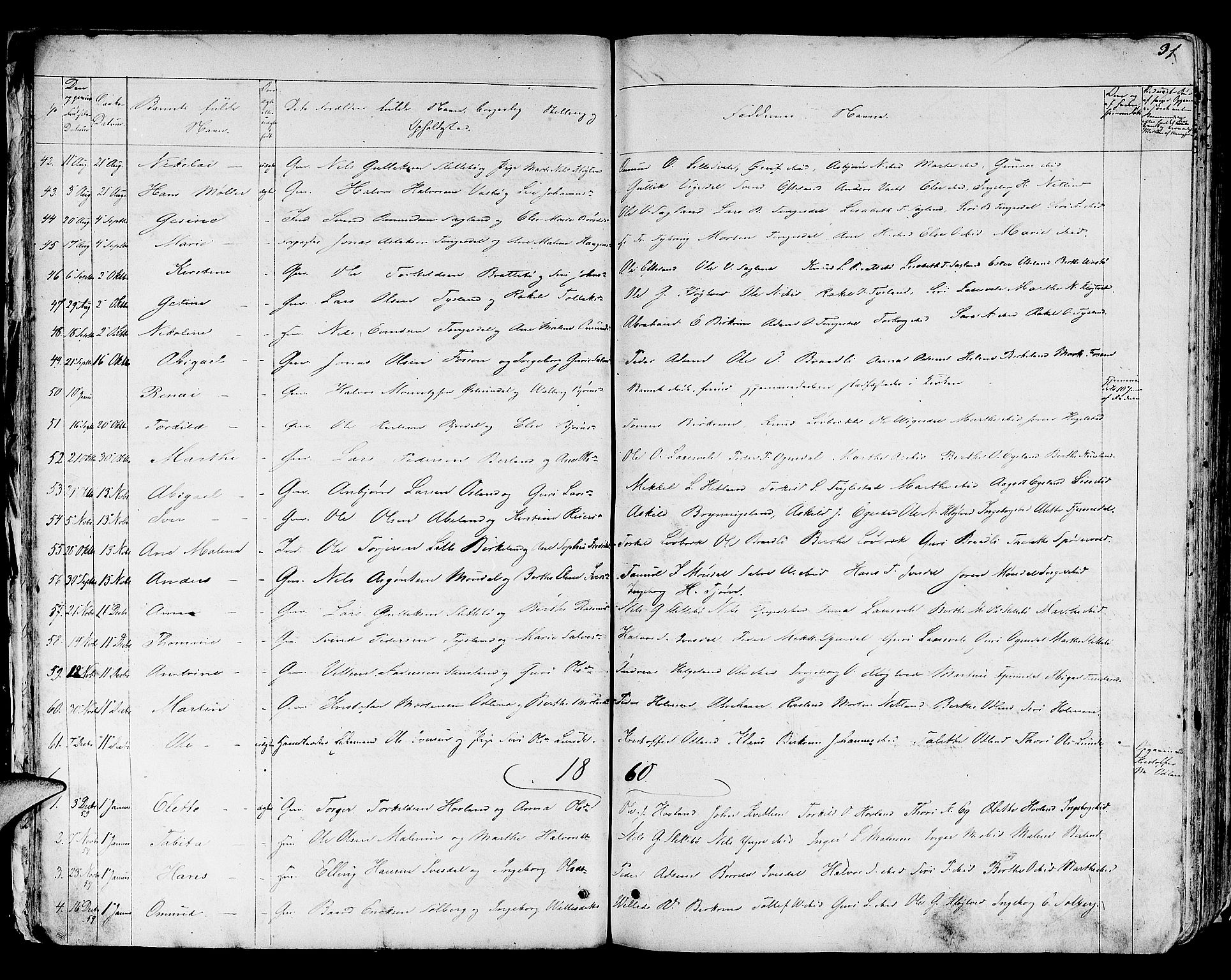 Helleland sokneprestkontor, SAST/A-101810: Parish register (copy) no. B 3, 1847-1886, p. 31
