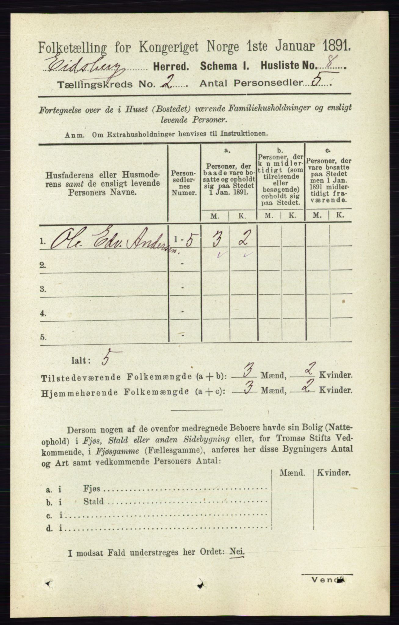 RA, 1891 census for 0125 Eidsberg, 1891, p. 765