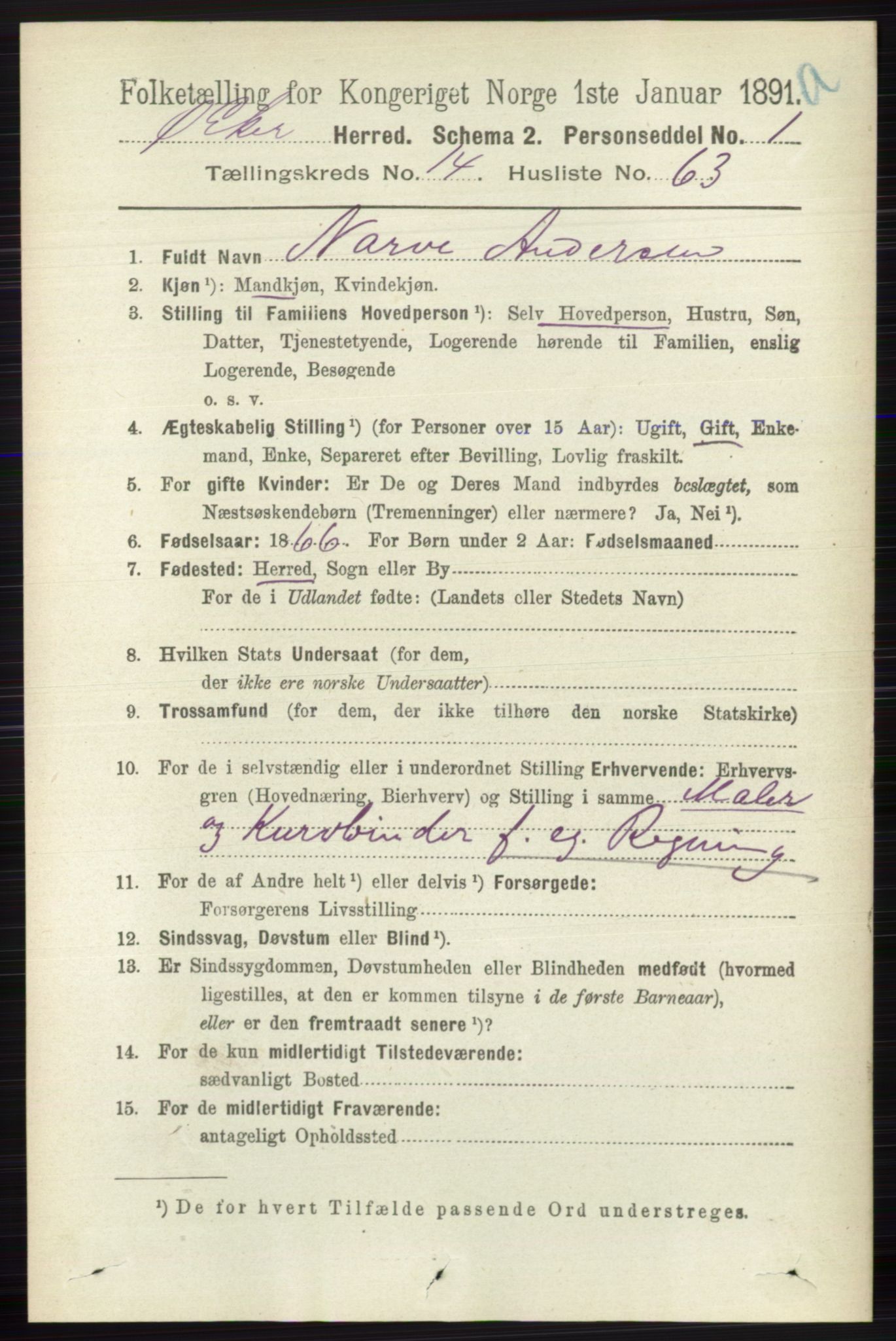 RA, 1891 census for 0624 Øvre Eiker, 1891, p. 6844