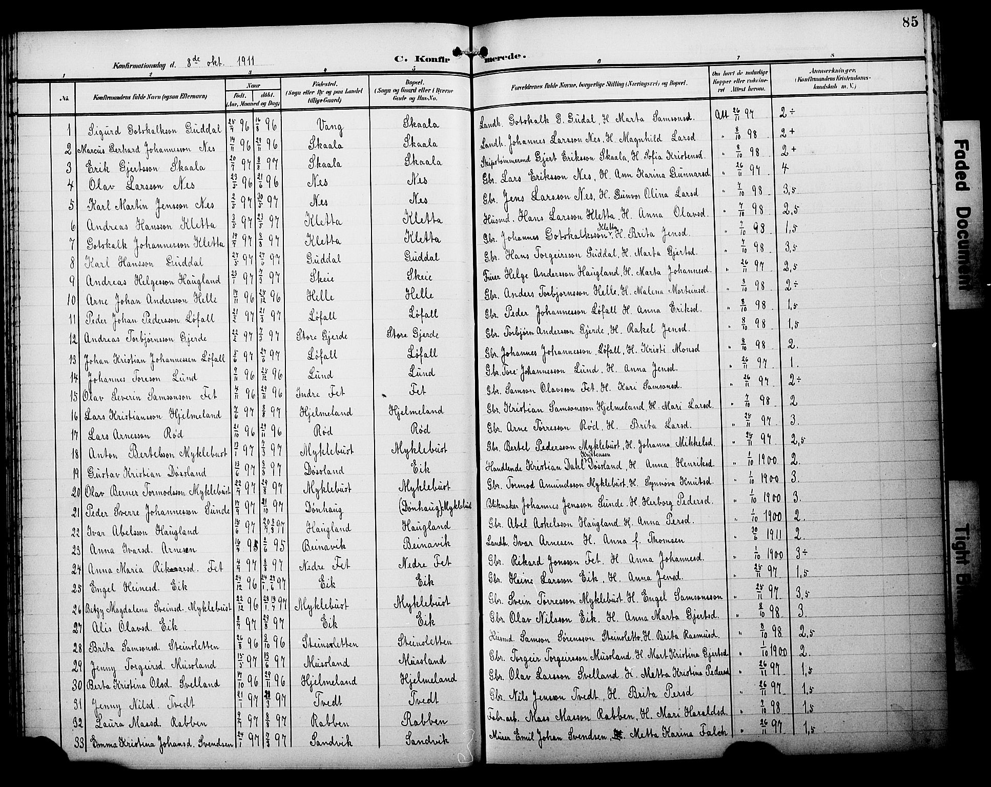 Kvinnherad sokneprestembete, SAB/A-76401/H/Hab: Parish register (copy) no. A 2A, 1901-1911, p. 85