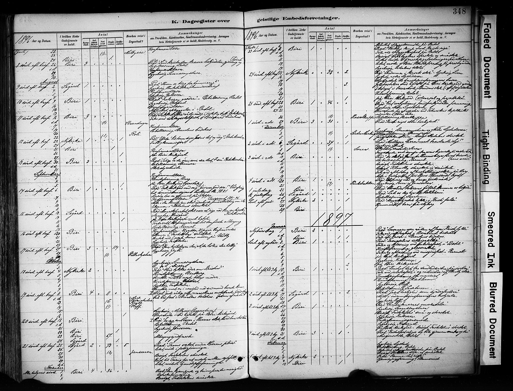 Biri prestekontor, SAH/PREST-096/H/Ha/Haa/L0009: Parish register (official) no. 9, 1887-1900, p. 348