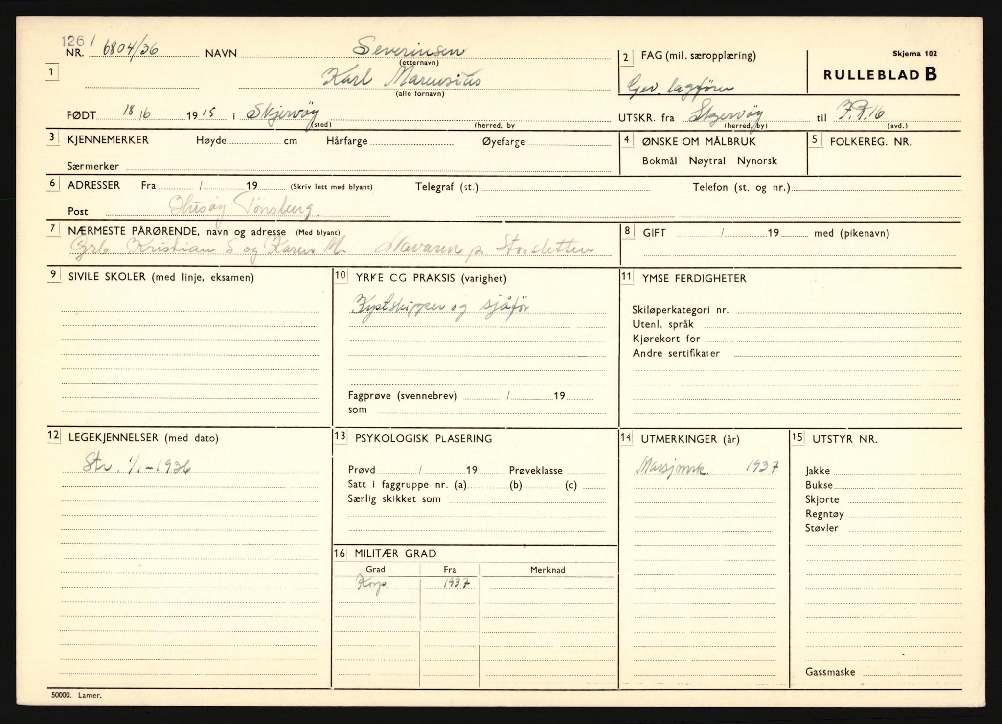 Forsvaret, Troms infanteriregiment nr. 16, AV/RA-RAFA-3146/P/Pa/L0020: Rulleblad for regimentets menige mannskaper, årsklasse 1936, 1936, p. 1189