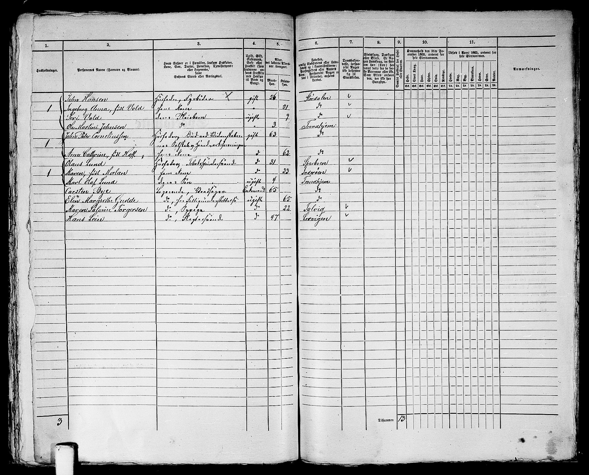 RA, 1865 census for Trondheim, 1865, p. 1500