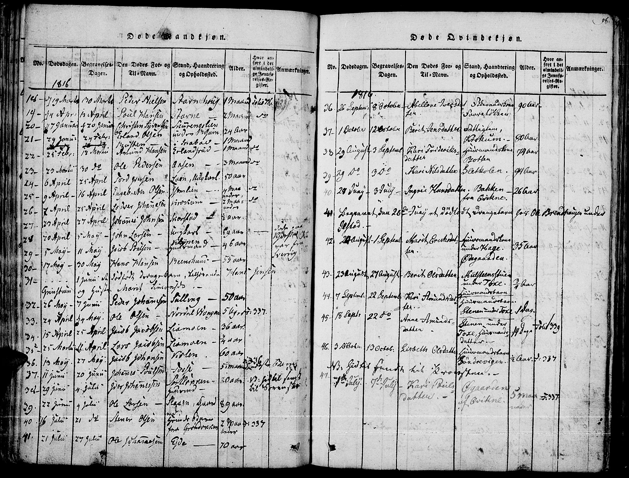 Fron prestekontor, SAH/PREST-078/H/Ha/Haa/L0002: Parish register (official) no. 2, 1816-1827, p. 98