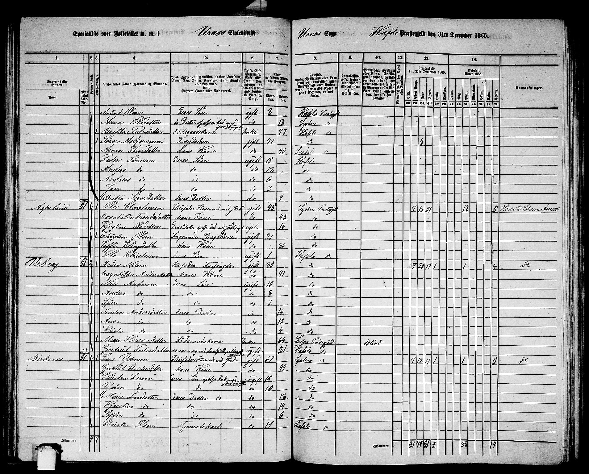 RA, 1865 census for Hafslo, 1865, p. 91