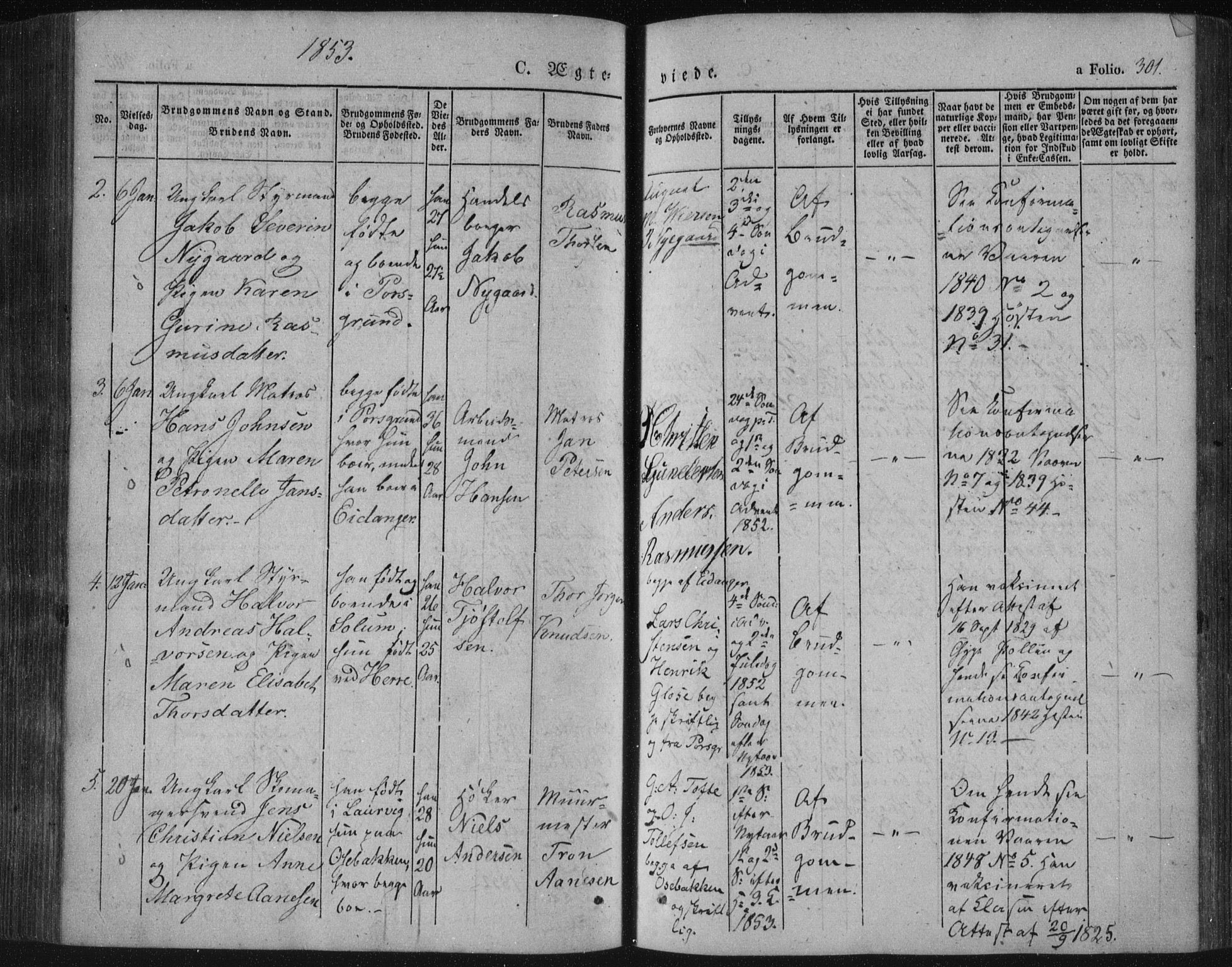 Porsgrunn kirkebøker , AV/SAKO-A-104/F/Fa/L0006: Parish register (official) no. 6, 1841-1857, p. 301