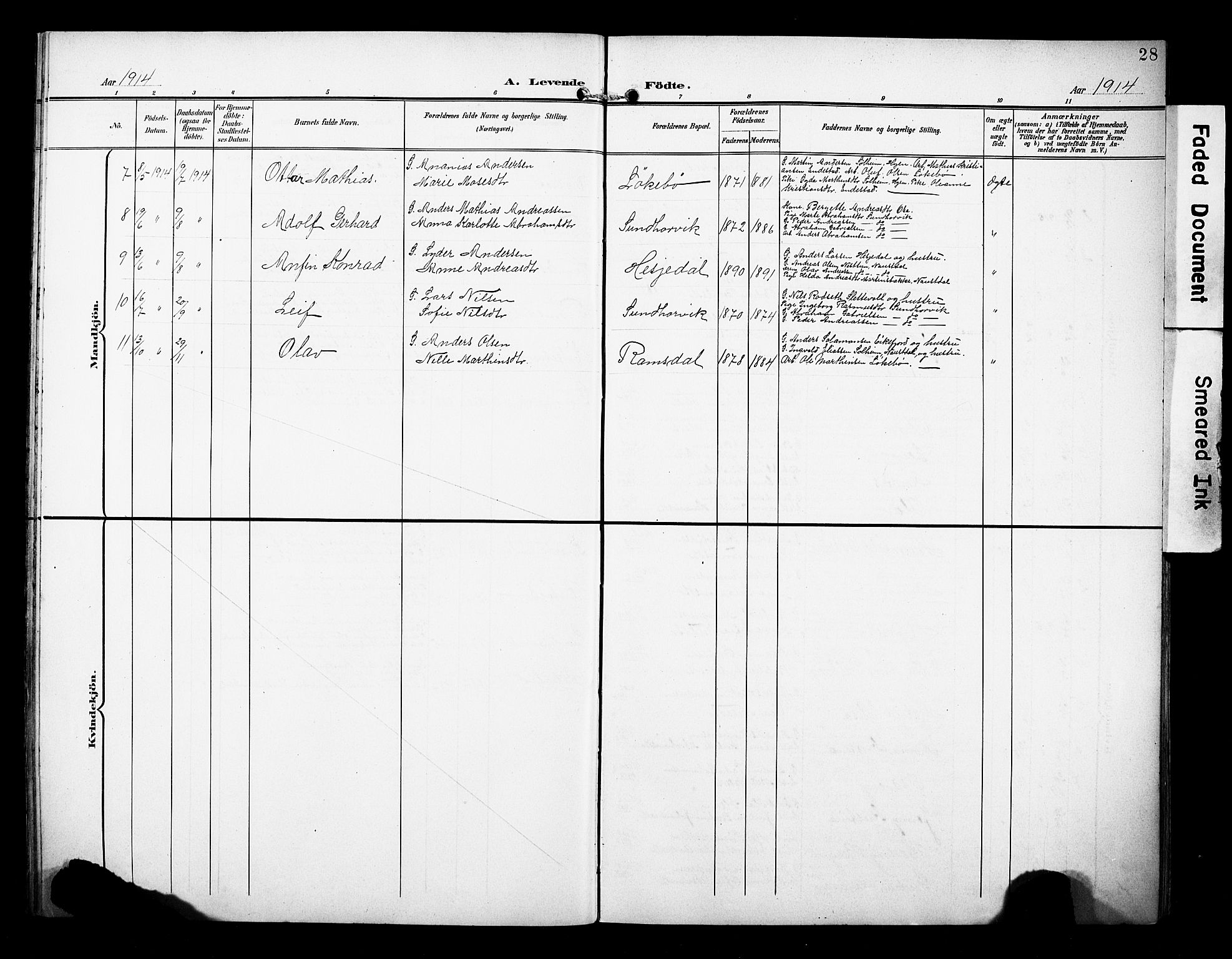 Kinn sokneprestembete, AV/SAB-A-80801/H/Hab/Habe/L0002: Parish register (copy) no. E 2, 1900-1926, p. 28