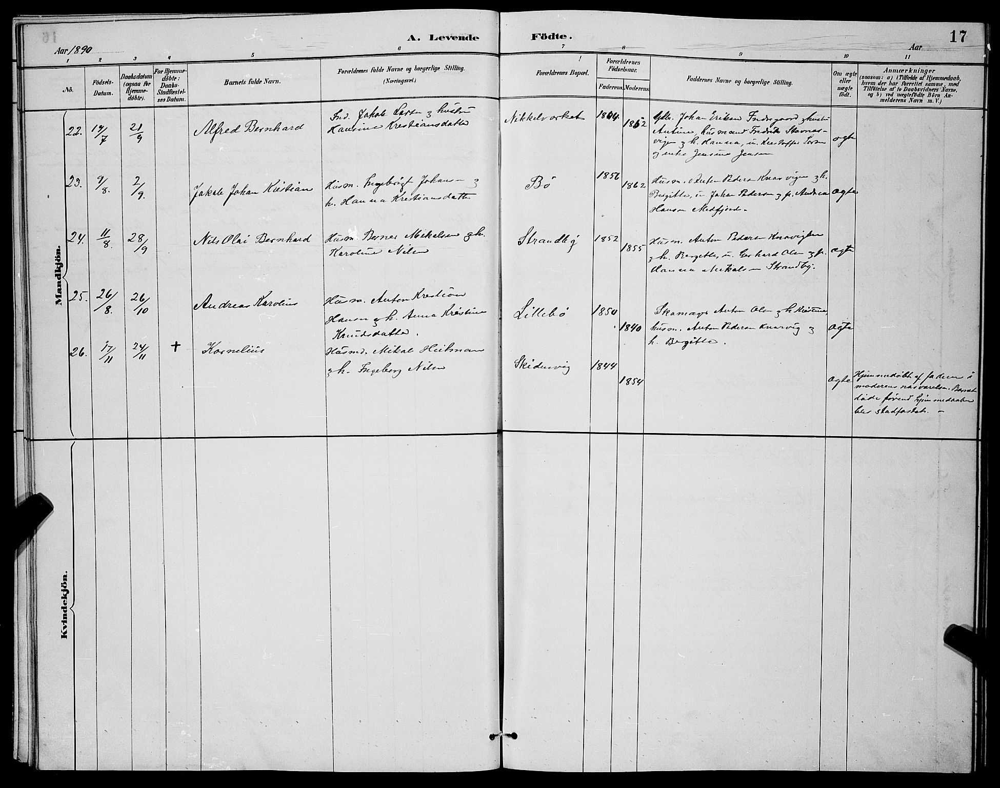 Berg sokneprestkontor, AV/SATØ-S-1318/G/Ga/Gab/L0004klokker: Parish register (copy) no. 4, 1887-1897, p. 17