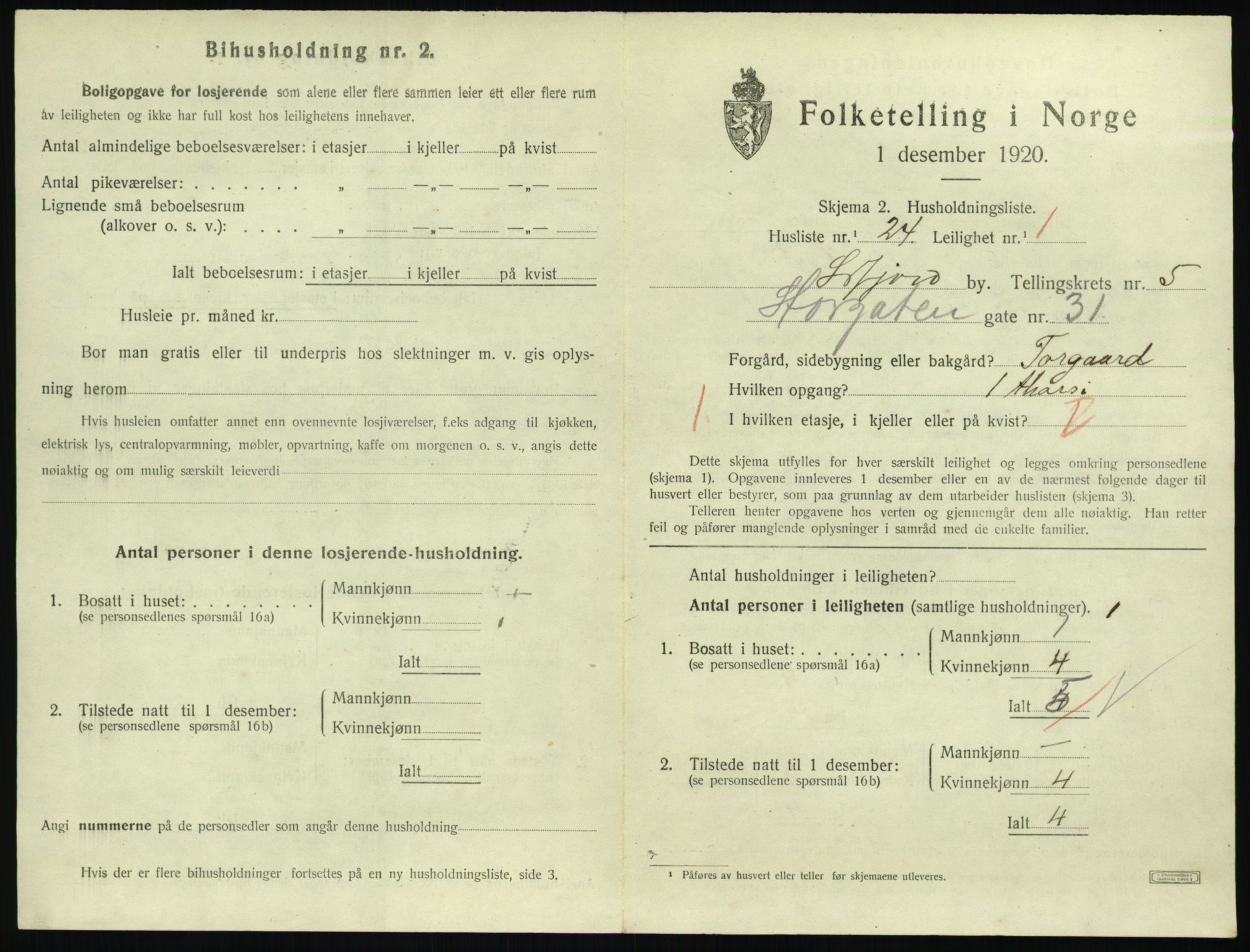 SAKO, 1920 census for Sandefjord, 1920, p. 2498