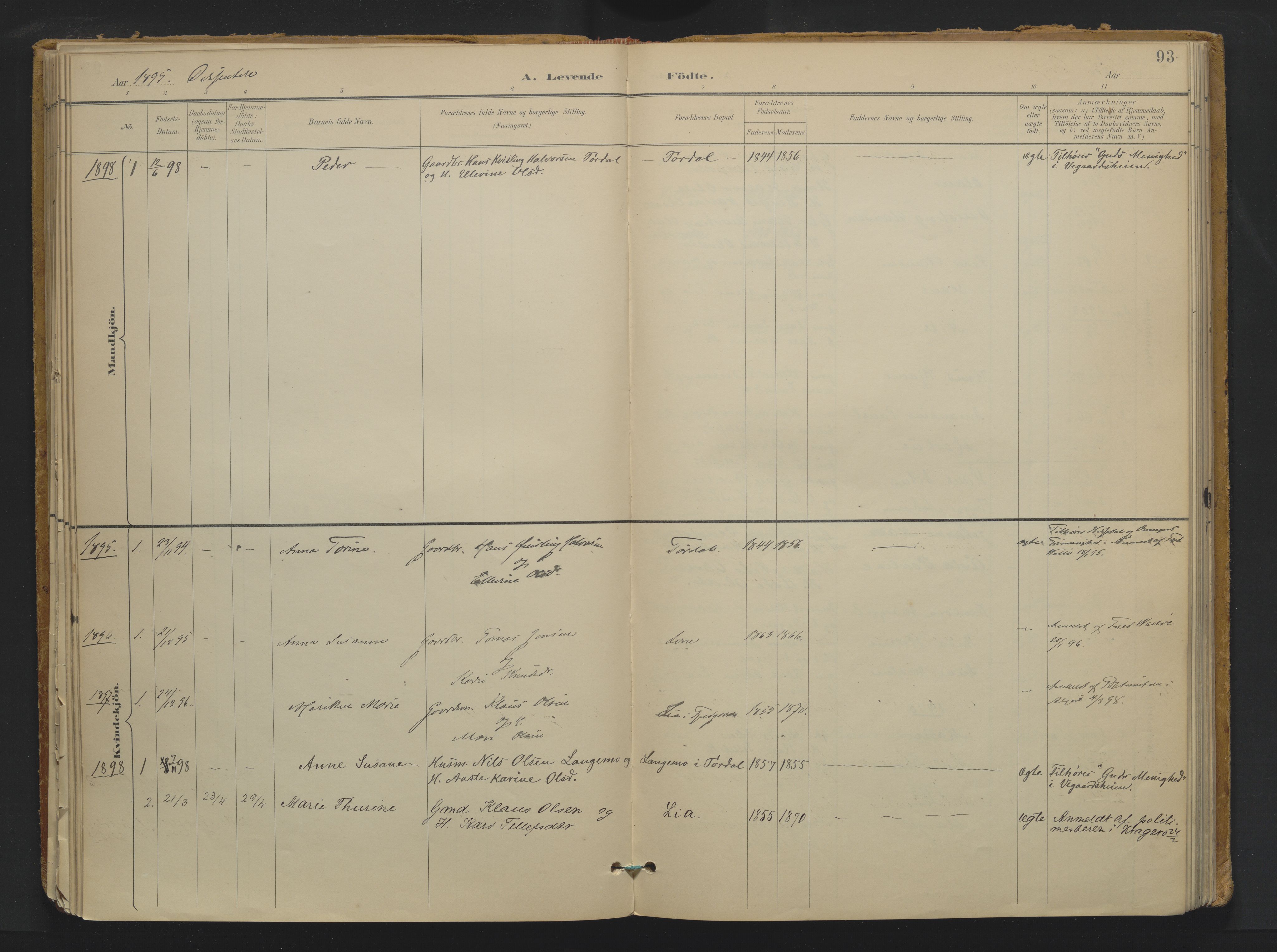 Drangedal kirkebøker, SAKO/A-258/F/Fa/L0013: Parish register (official) no. 13, 1895-1919, p. 93