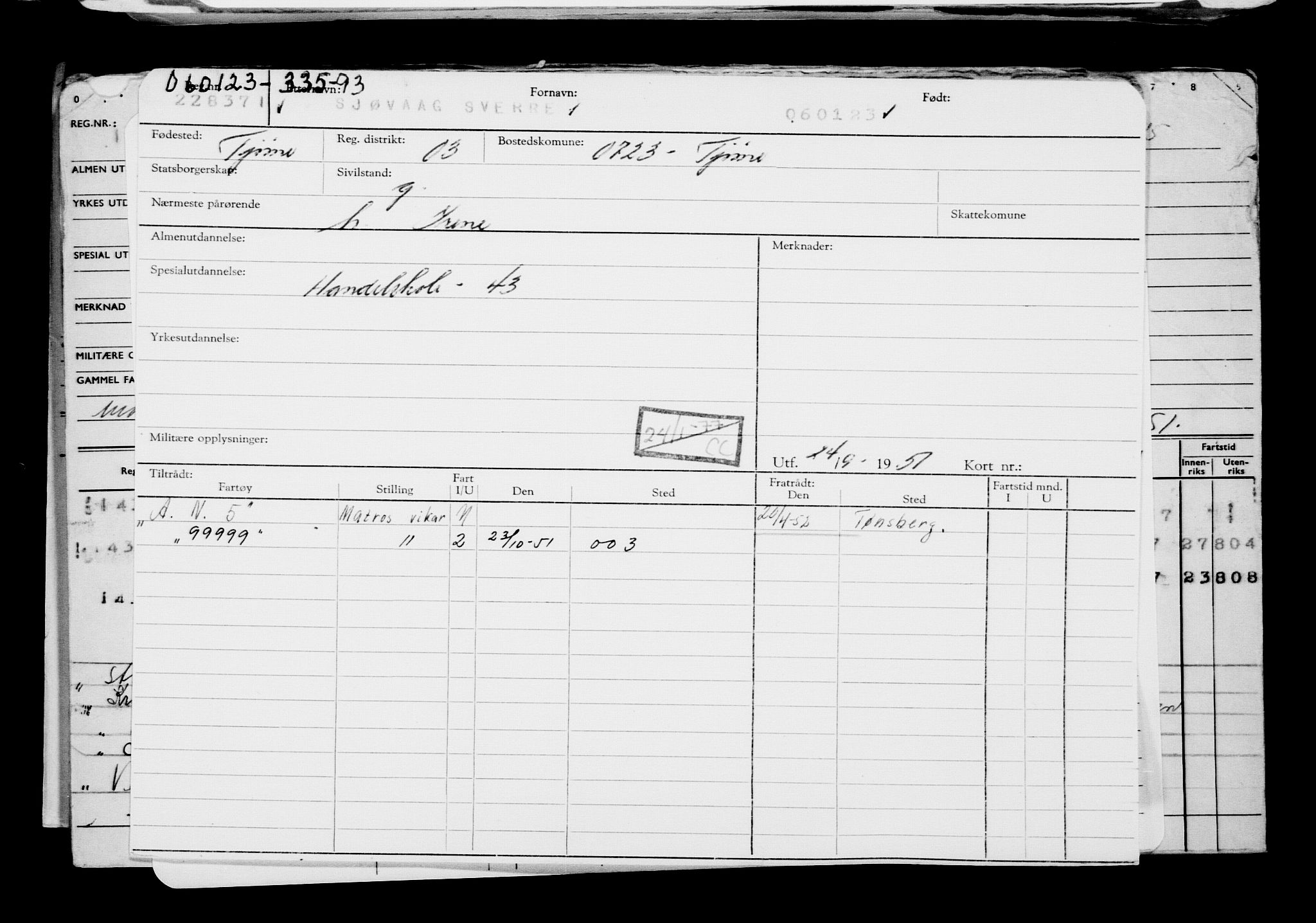 Direktoratet for sjømenn, AV/RA-S-3545/G/Gb/L0214: Hovedkort, 1923, p. 194