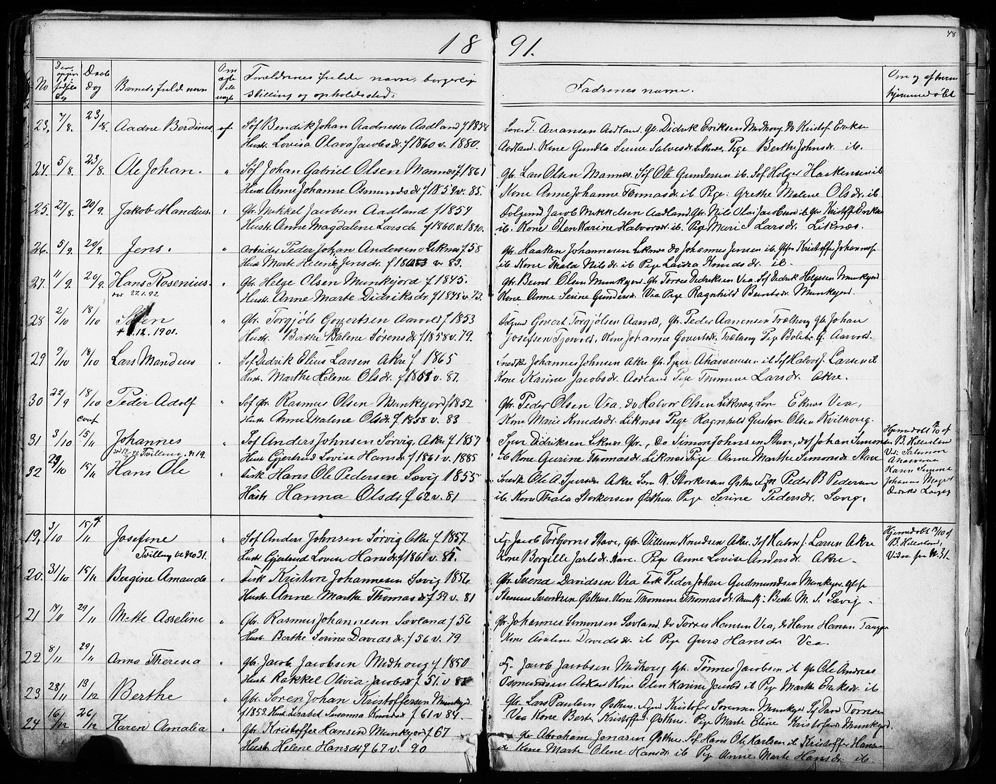 Kopervik sokneprestkontor, AV/SAST-A-101850/H/Ha/Hab/L0002: Parish register (copy) no. B 2, 1881-1905, p. 48