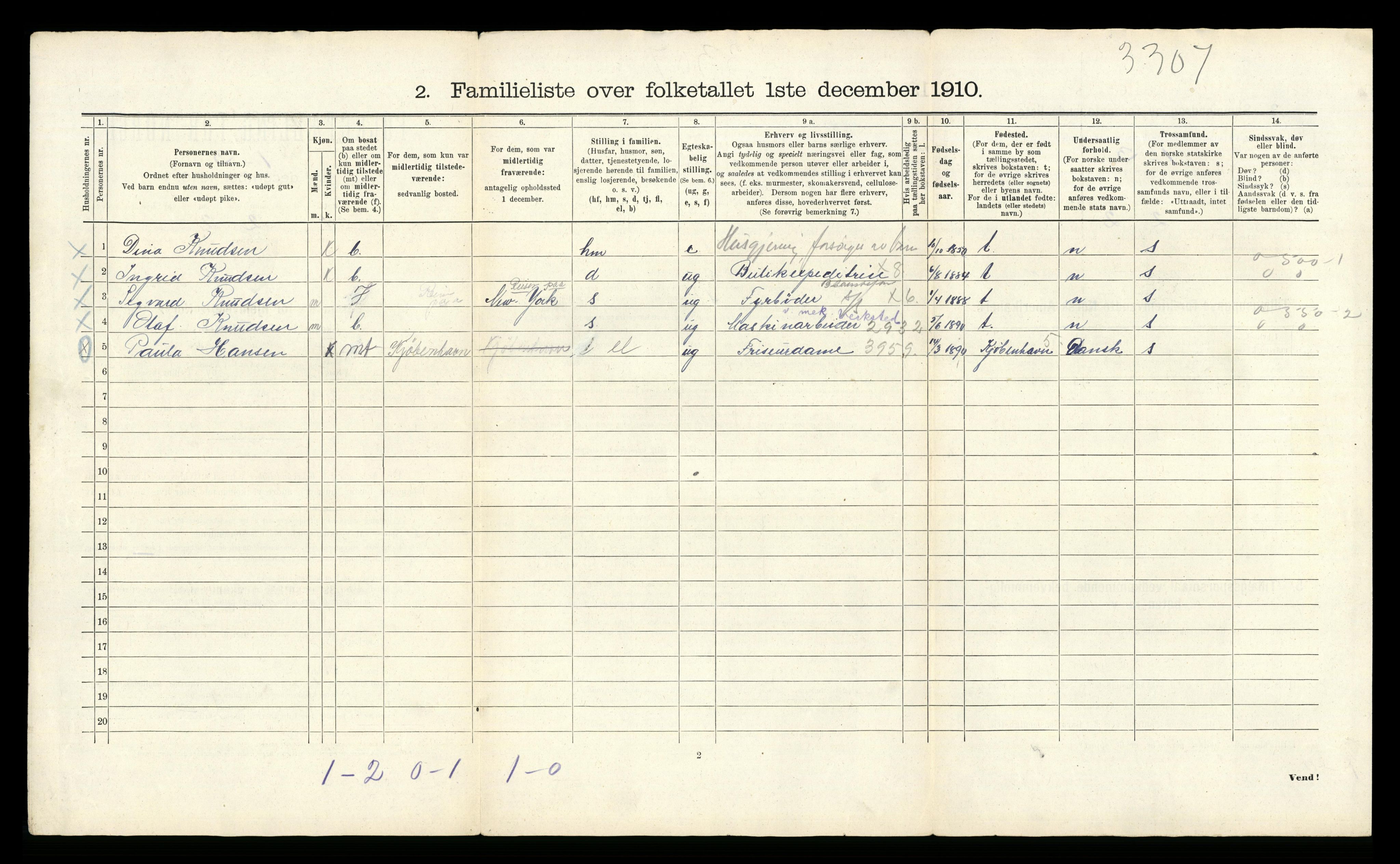 RA, 1910 census for Bergen, 1910, p. 4458